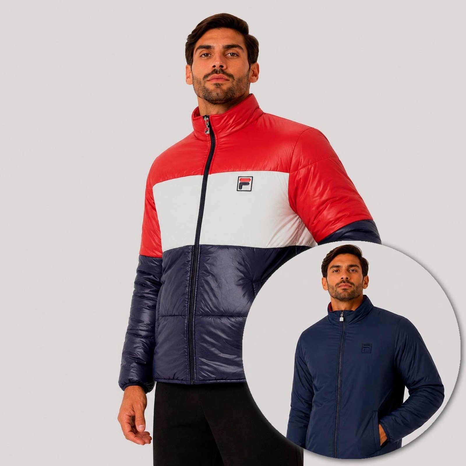 Jaqueta Fila Padded Double Vermelho e Branco