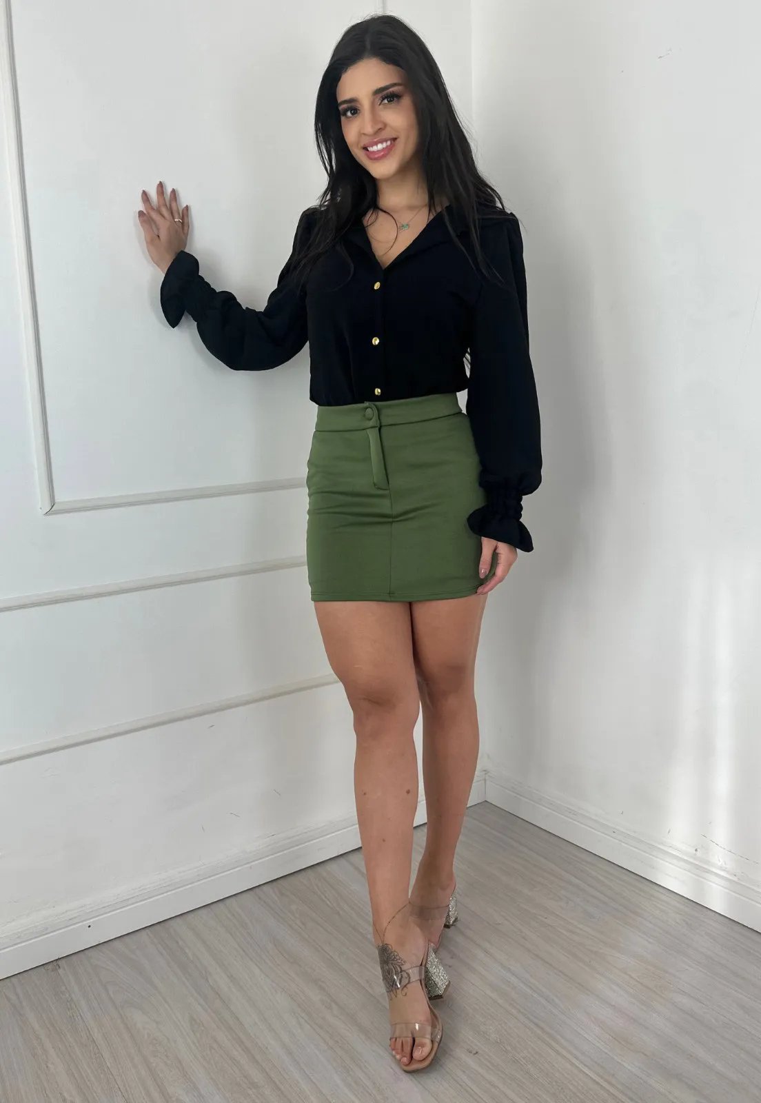 Short Saia Curto Leona Verde
