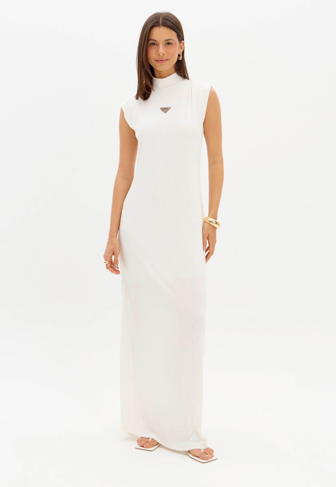 Vestido Feminino Lança Perfume Longo Logo Branco