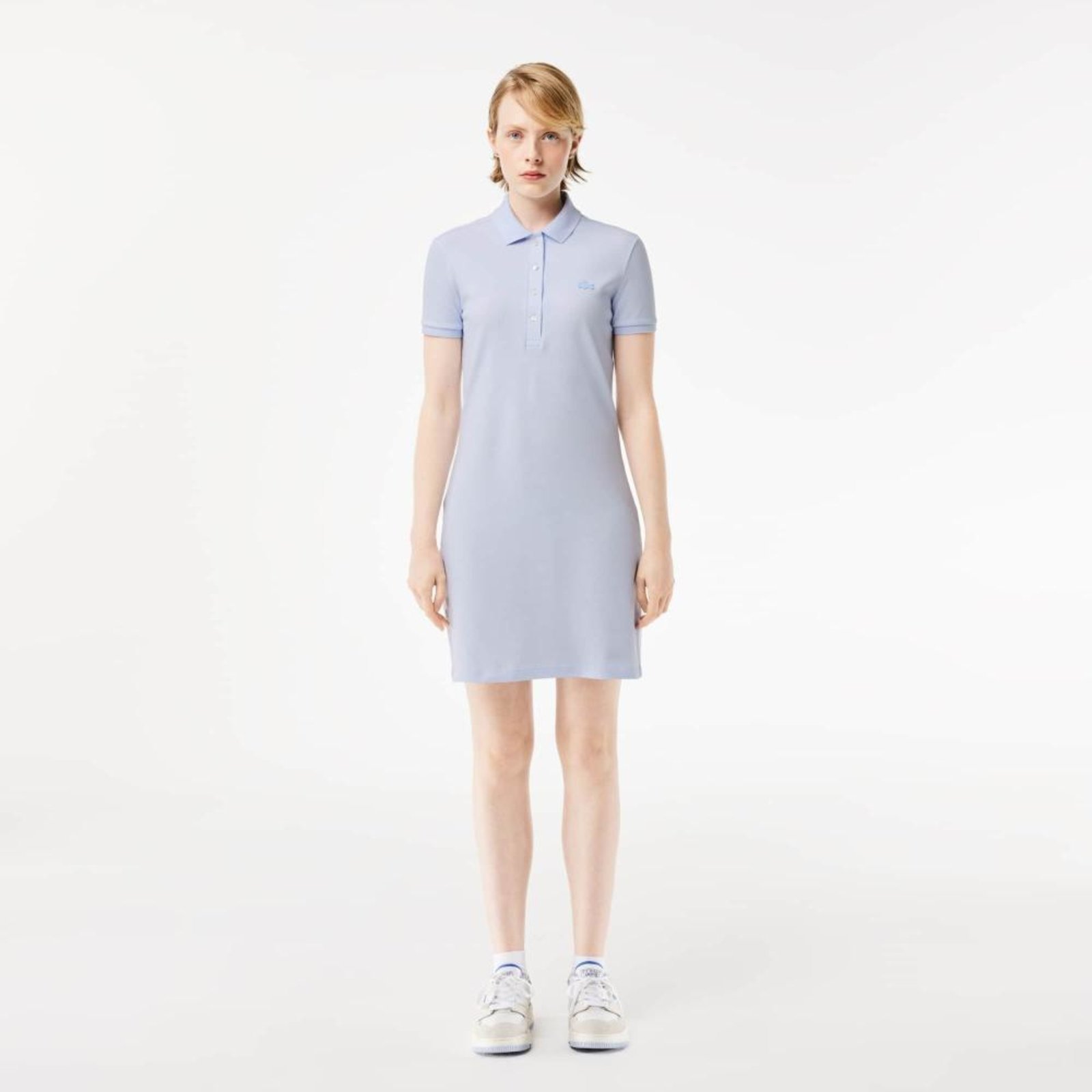 Vestido polo feminino Lacoste em piqué de algodão Azul