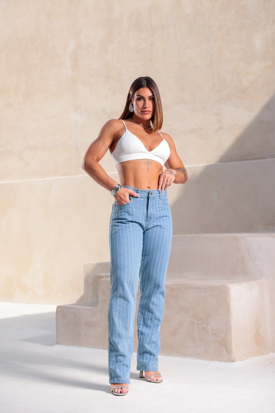 Calça Feminina Alleppo Jeans Kyara Clara Manchada