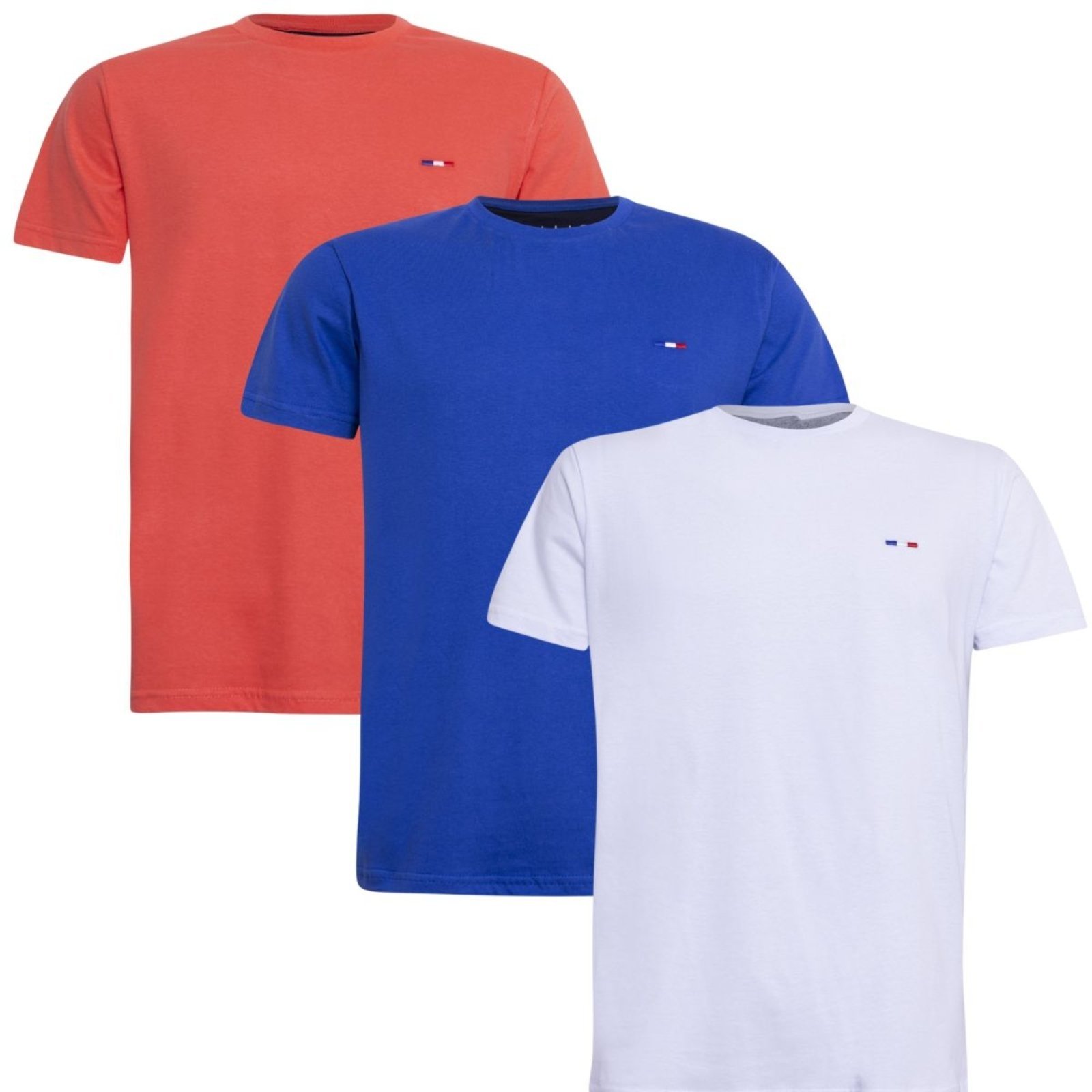 Kit 3 Peças Camisetas Básicas Masculina Industrie em Algodão Premium no Estilo Tommy Bordado França