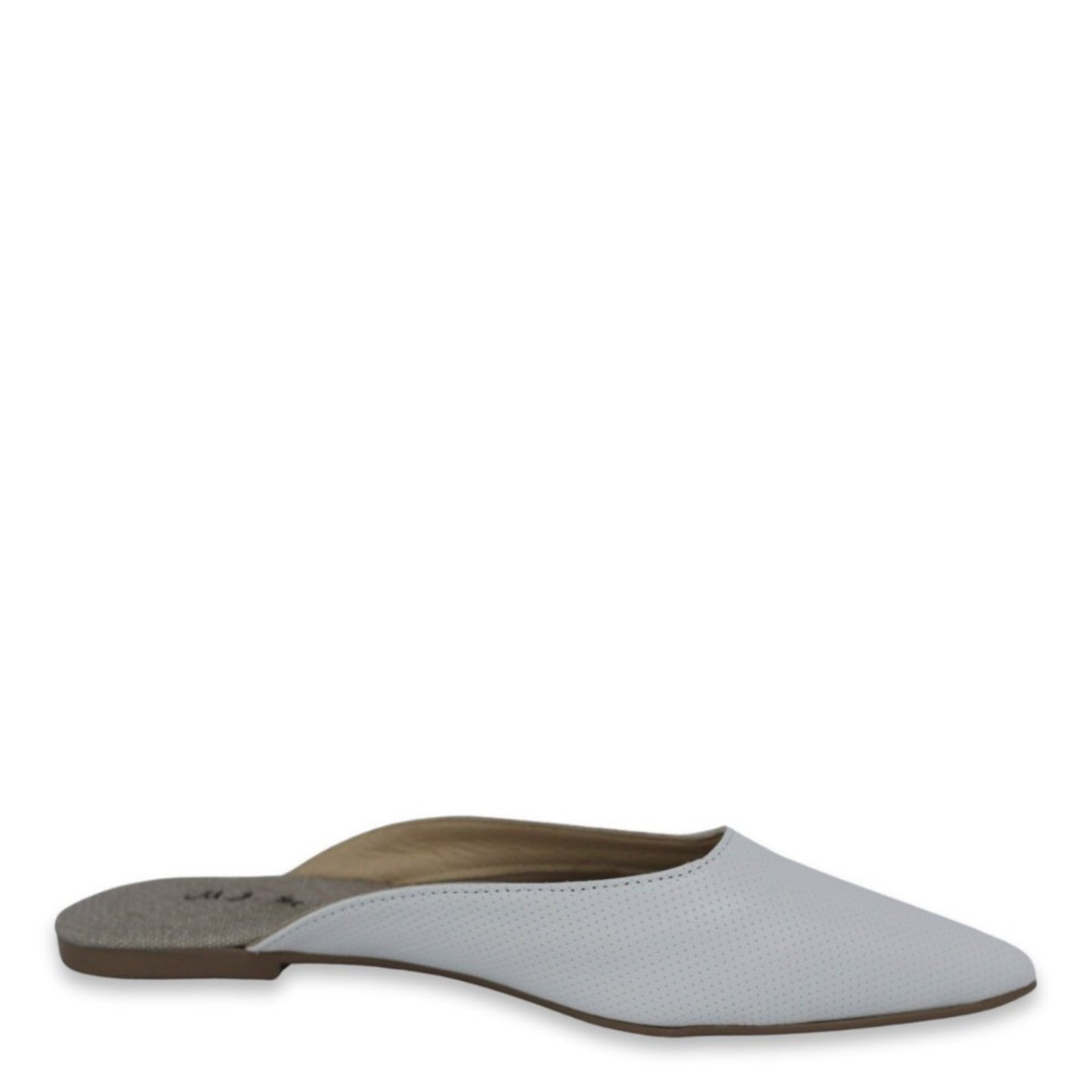 Mule Bico Fino em Couro Salto Baixo Branco Aerado Spinelli
