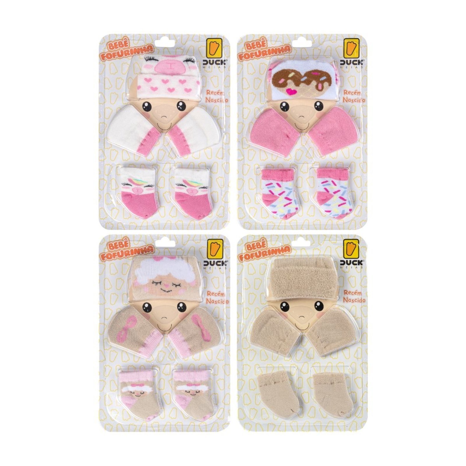 Infantil - Kit 4 conjunto enxoval toca luva e meia recém nascido , conjunto fofo, ideal para usar em qualquer momento