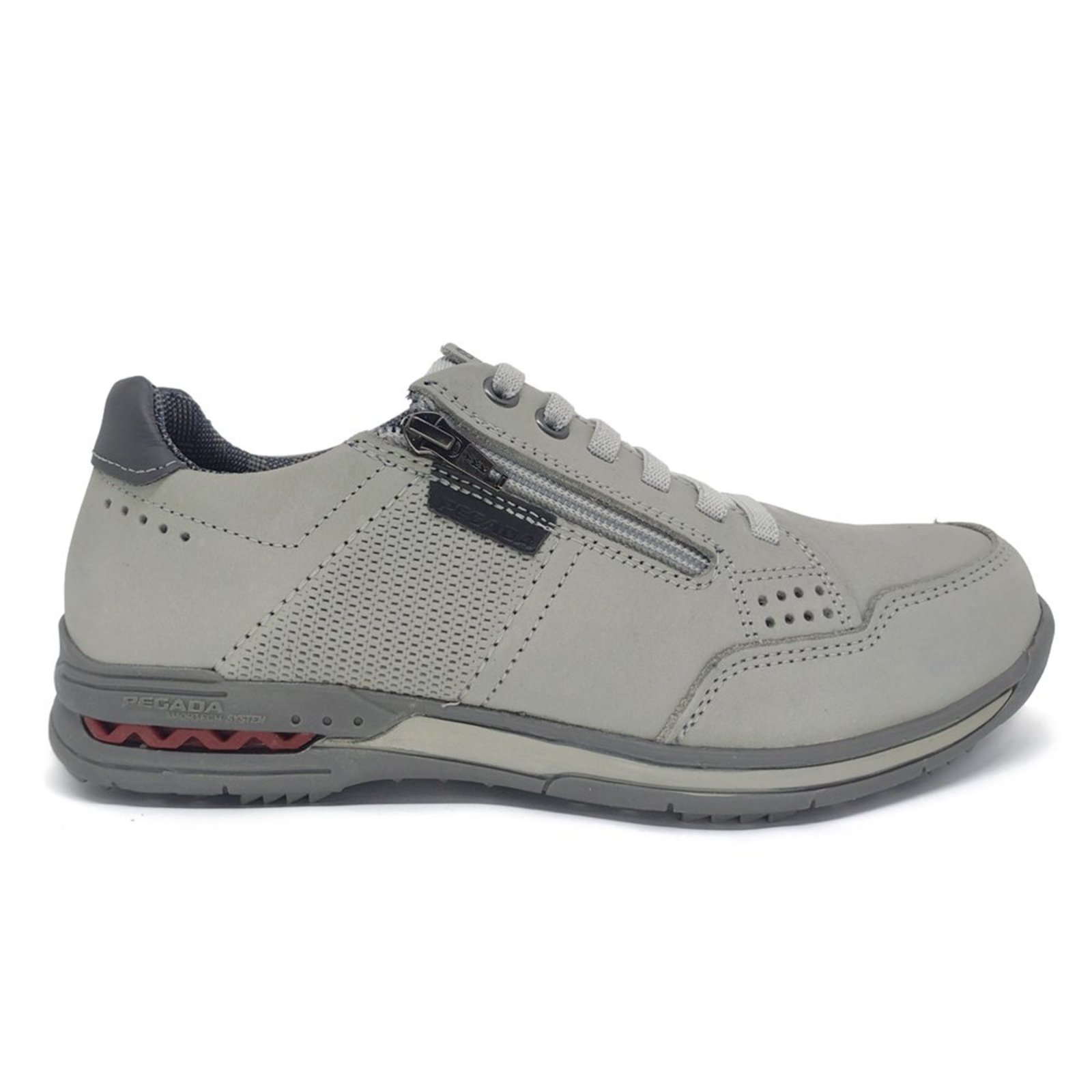 Sapatênis Pegada Masculino Couro Amortech com Zíper 114861 Cinza Gelo