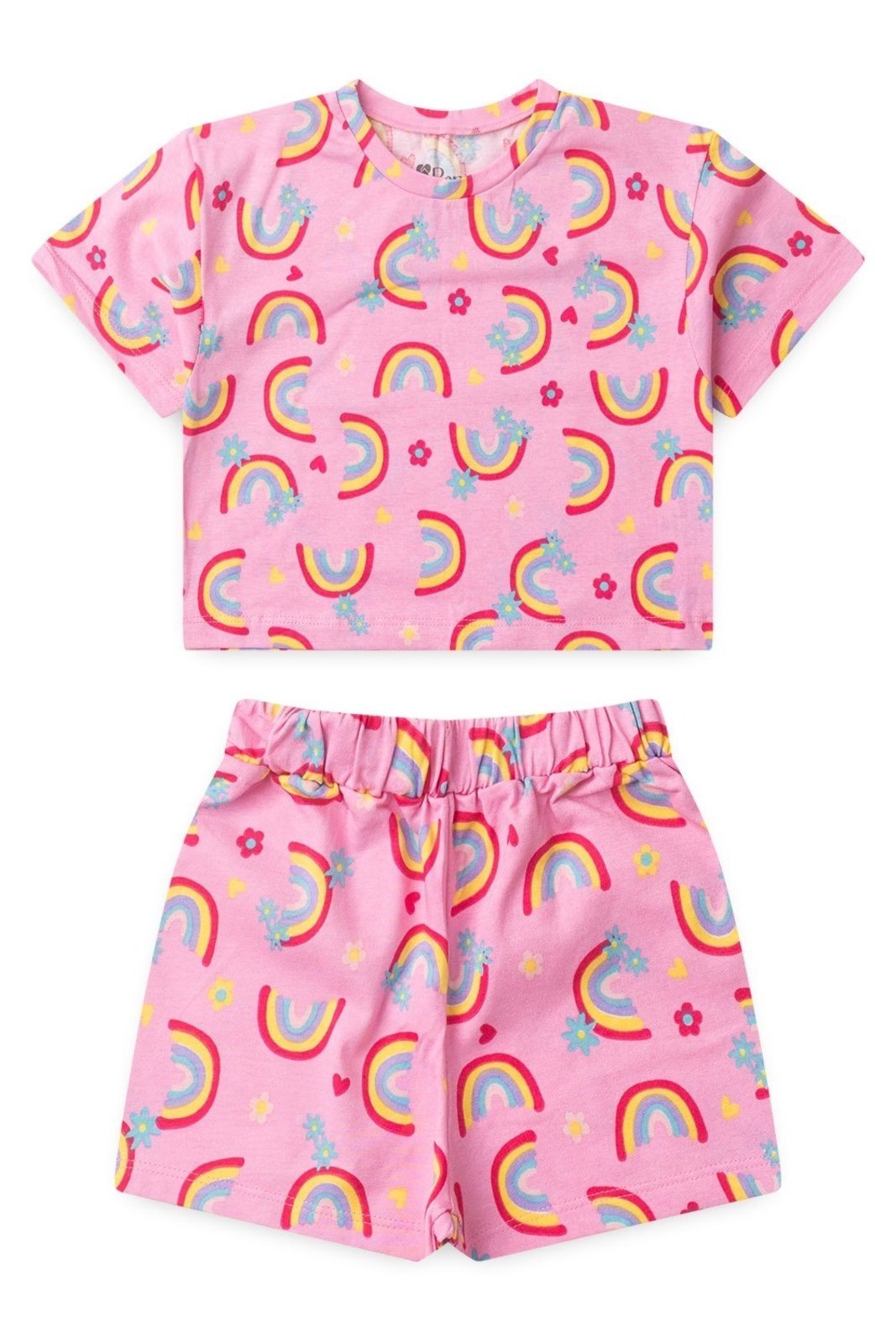 Infantil – Conjunto Bem Vestir Menina Blusa Box e Shorts Arco-Íris
