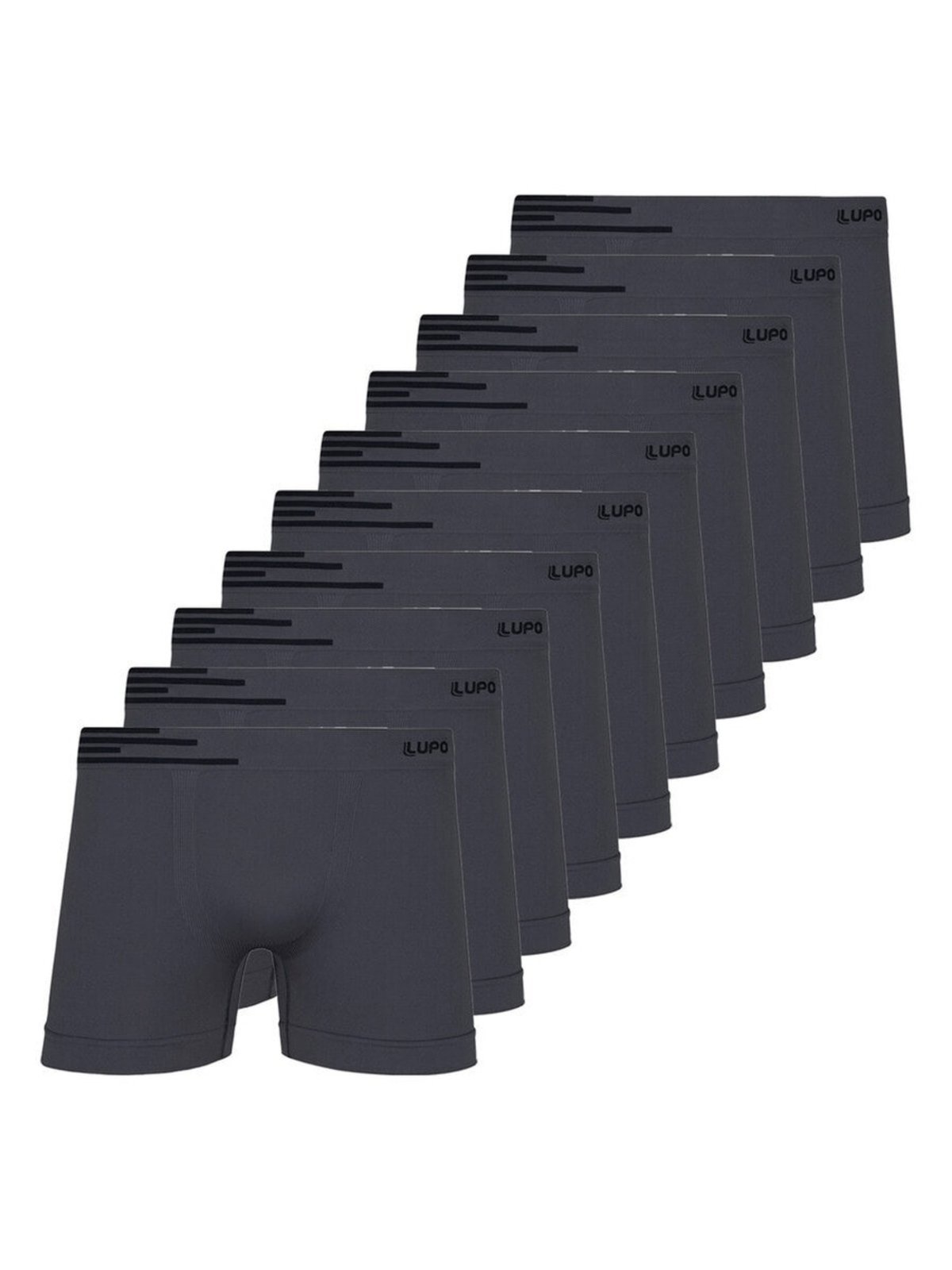 Kit com 10 Cuecas Boxer Lupo 436-002 Cinza