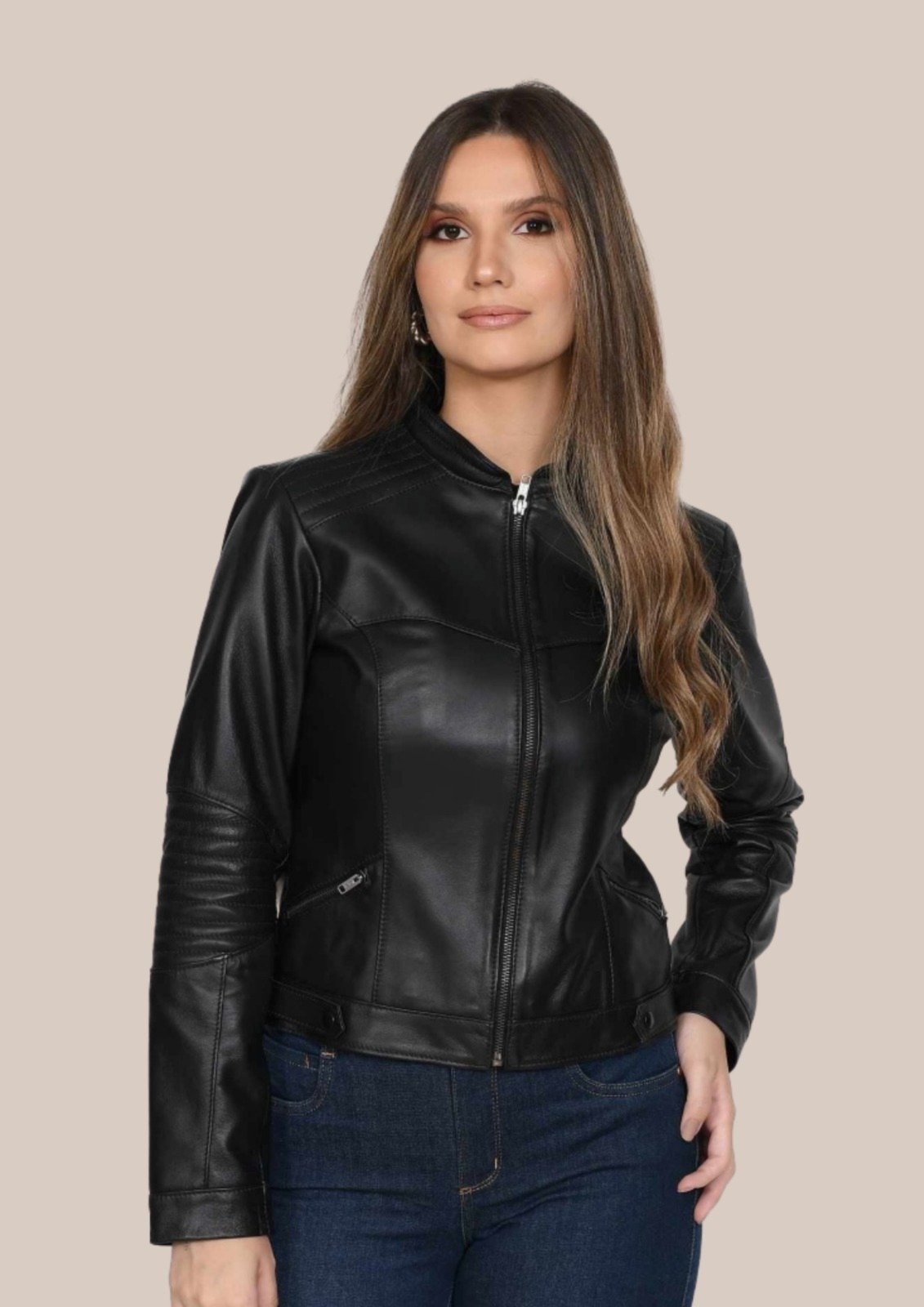 Jaqueta de Couro Pelica Bruxelas Preto