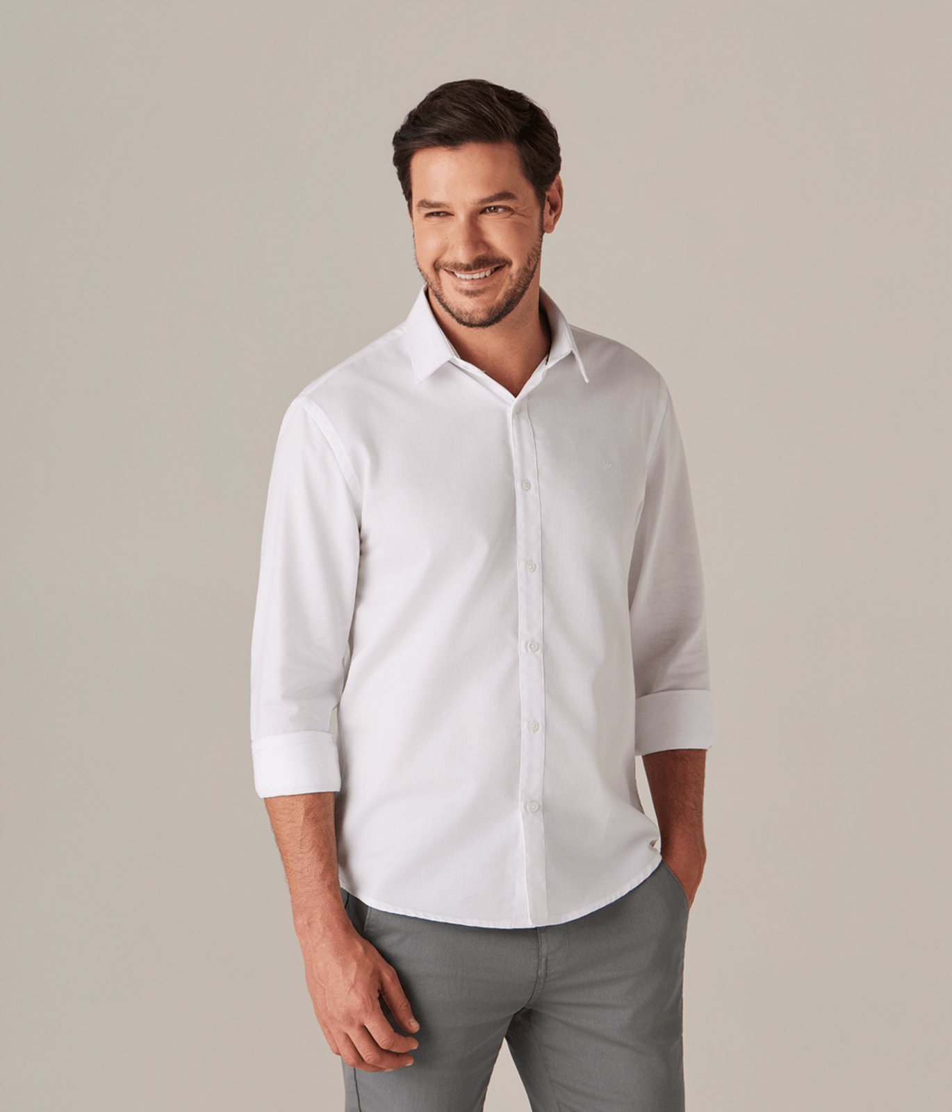 Camisa Business Mk Bordado Masculina Branca