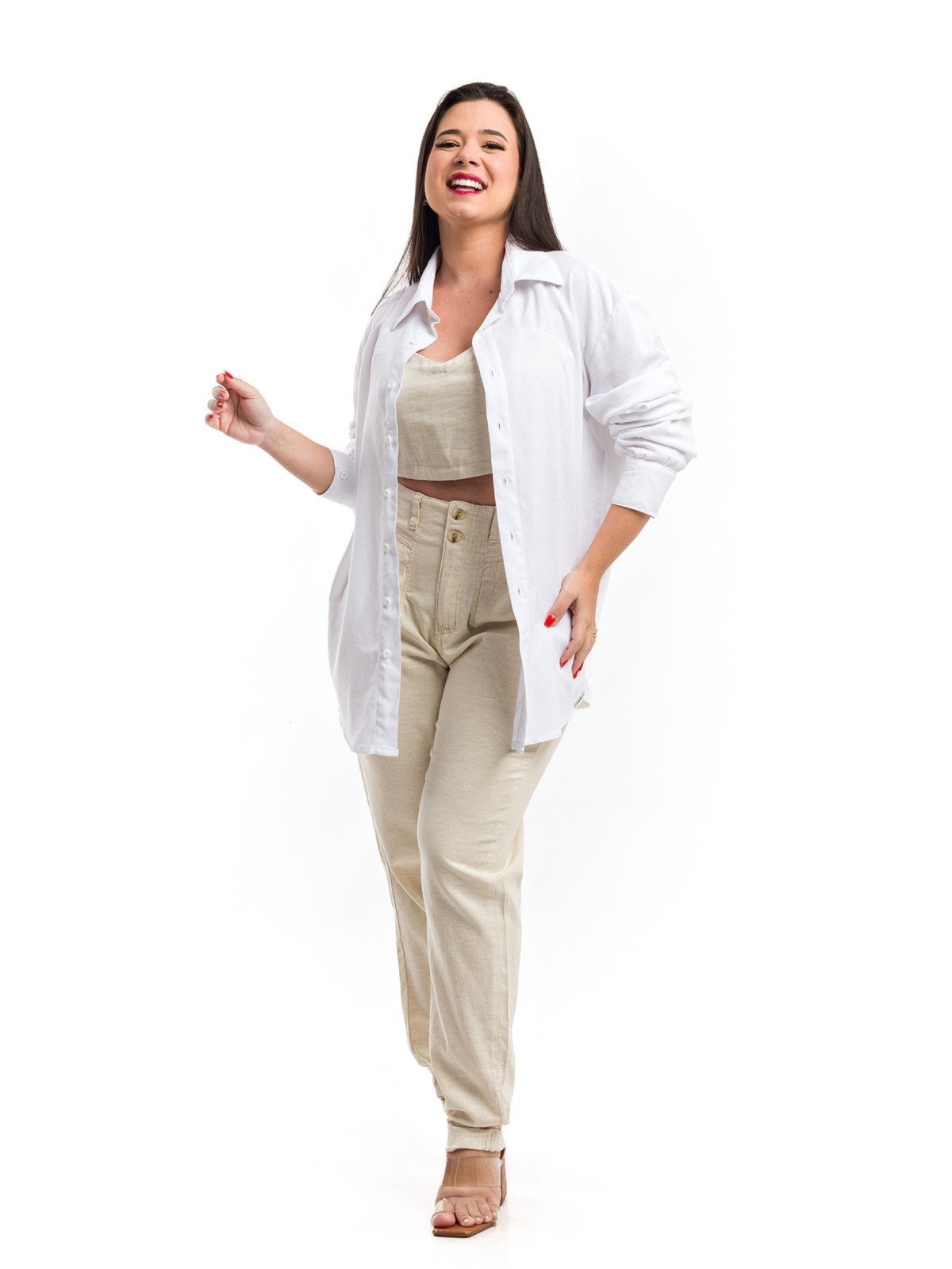 Vista 3 Camisa Oversized Restrito Jeans De Linho branco Restrito Jeans branco
