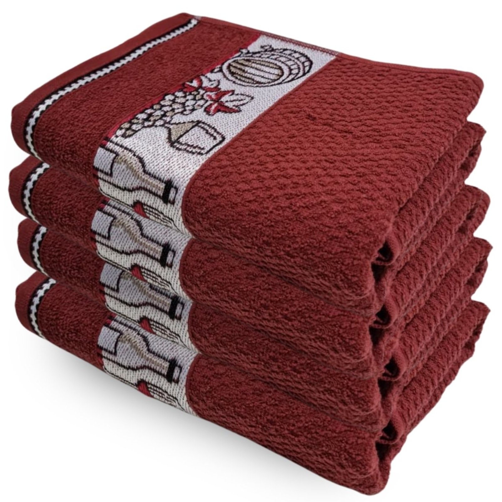 Kit 4 Panos Copa Cavhome Atoalhado Algodão Vinho Vermelho