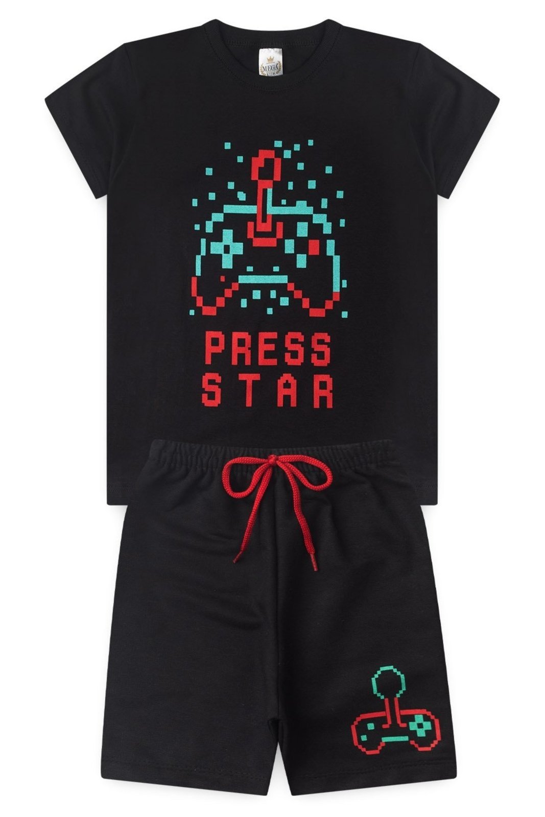 Infantil – Conjunto Verão Masculino Press Star Preto – Mega