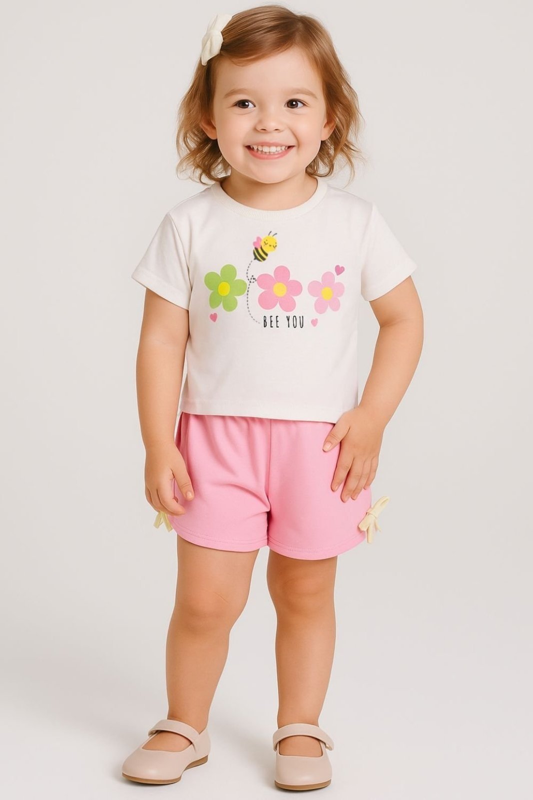Infantil - Conjunto Bem Vestir Menina Blusa Box e Short com Laço