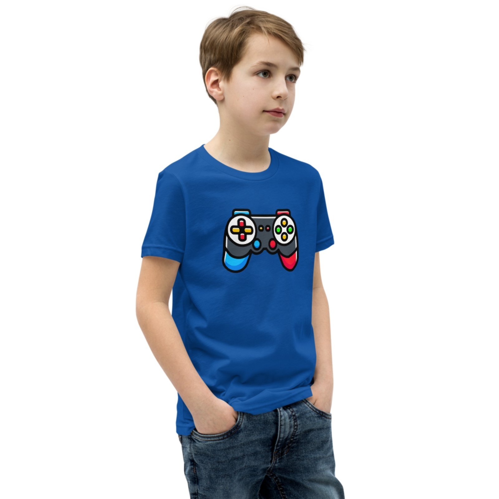 Infantil - Camiseta Blusa Manga Curta Urbania Algodão azul bic royal estampa Game Controle play
