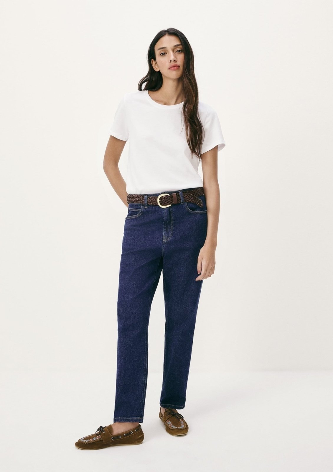 Vista 2 Calça Jeans Feminina Reta Cintura Alta Hering azul marinho Hering azul marinho
