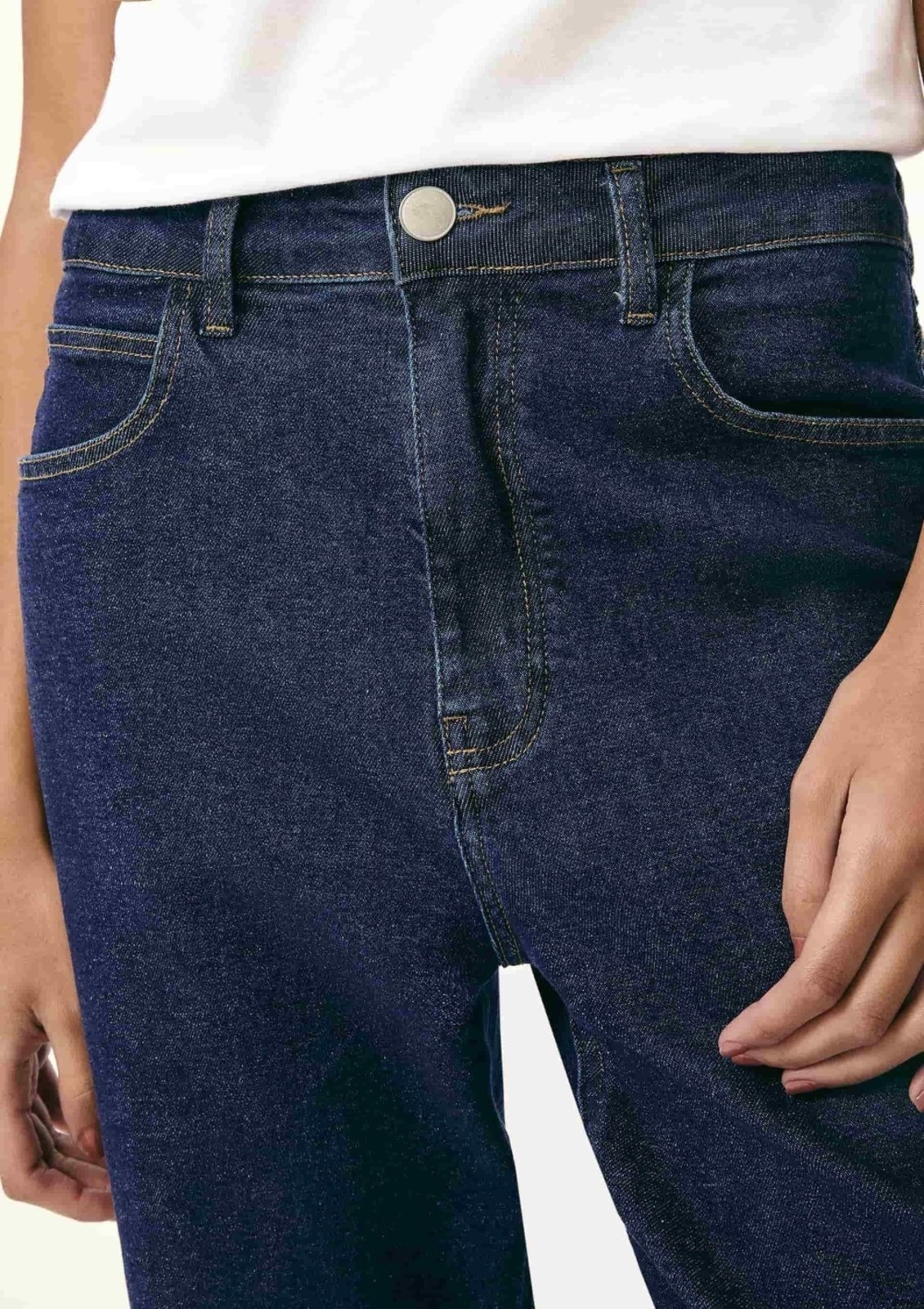 Vista 3 Calça Jeans Feminina Reta Cintura Alta Hering azul marinho Hering azul marinho