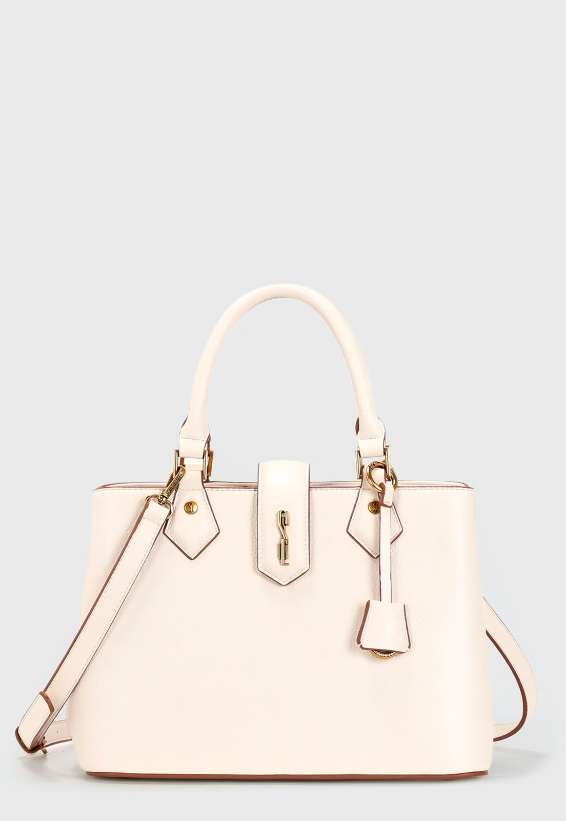 Bolsa Santa Lolla Estruturada Alça Curta Off-White