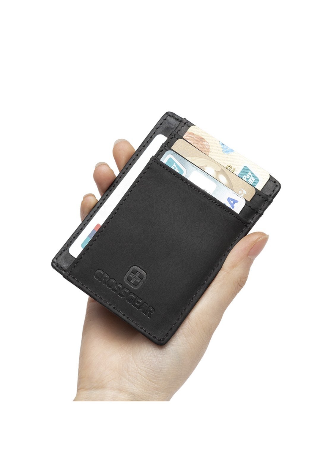 Vista 3 Porta Cartão Crossgear Ultra Fino Moderno Reforçado Compacto preto Crossgear preto