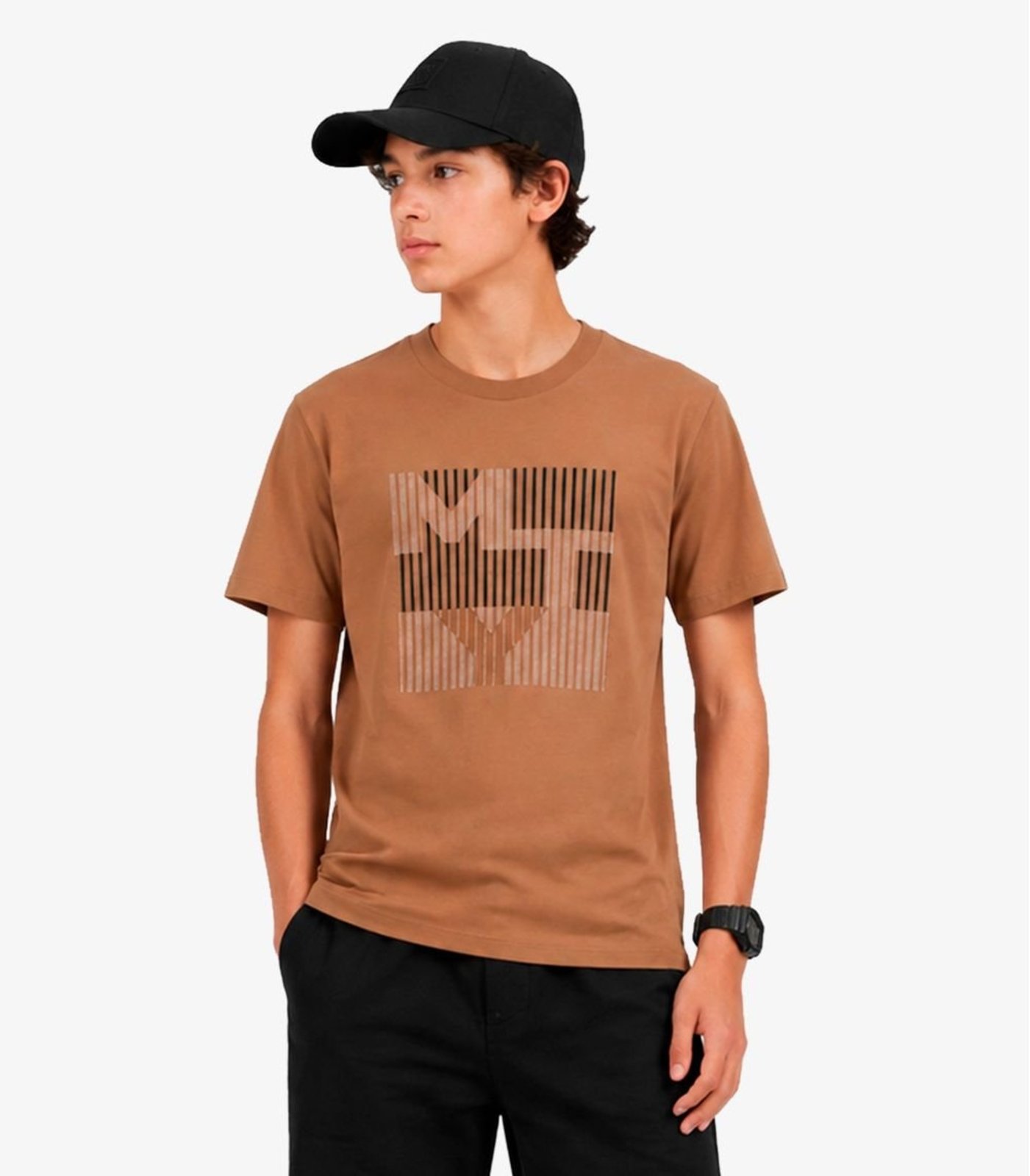 Infantil - Camiseta Masculina Com Estampa Em Relevo Minty Marrom