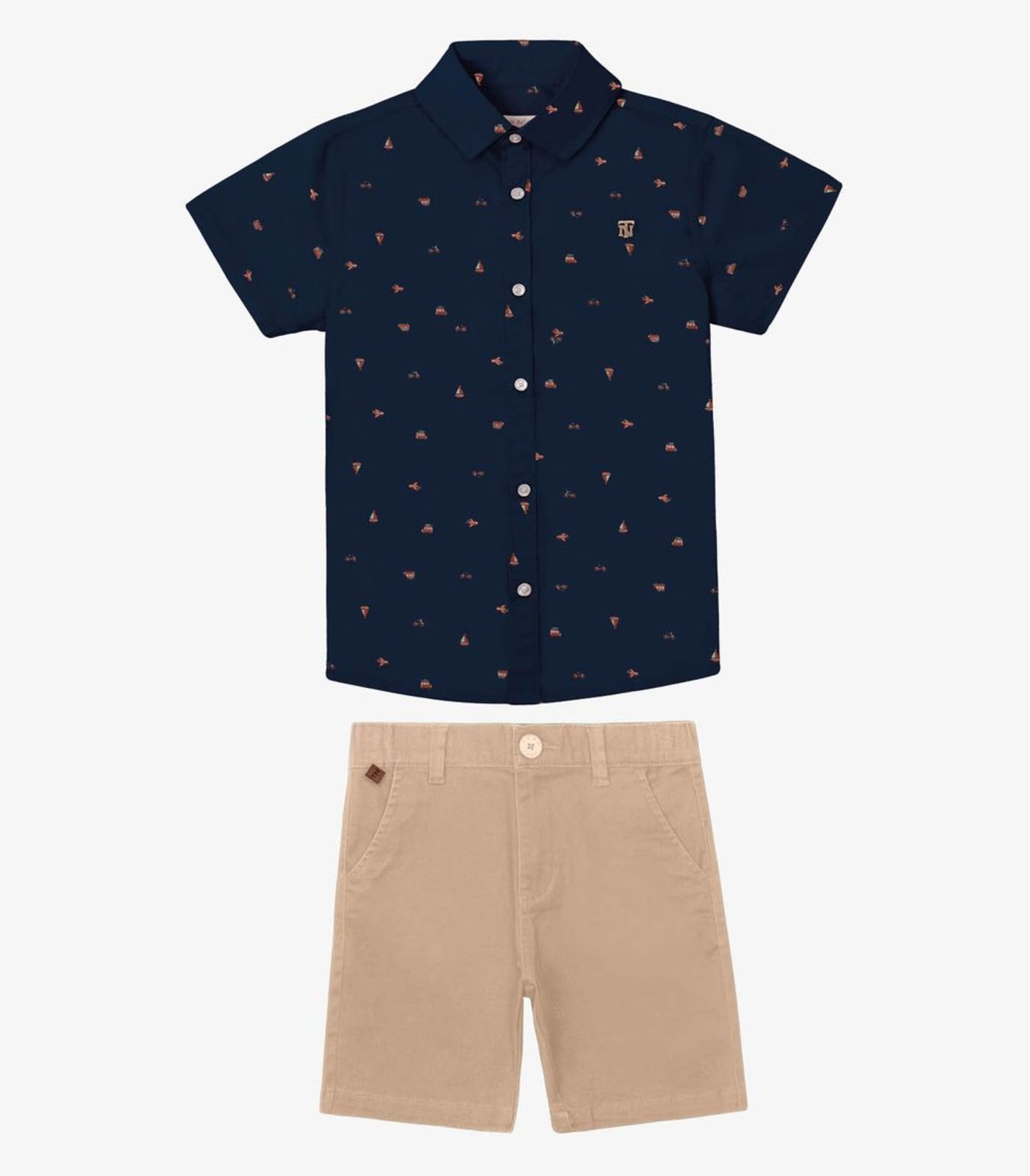 Infantil - Conjunto Camisa Polo Com Bermuda Trick Nick Azul