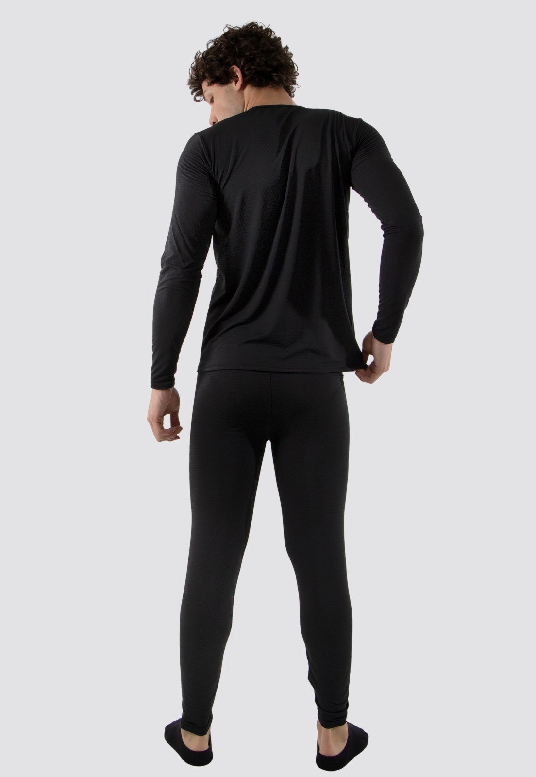 Vista 3 Conjunto Térmico Rioutlet Calça + Blusa Manga Longa Poliflex Preta preto Rioutlet preto