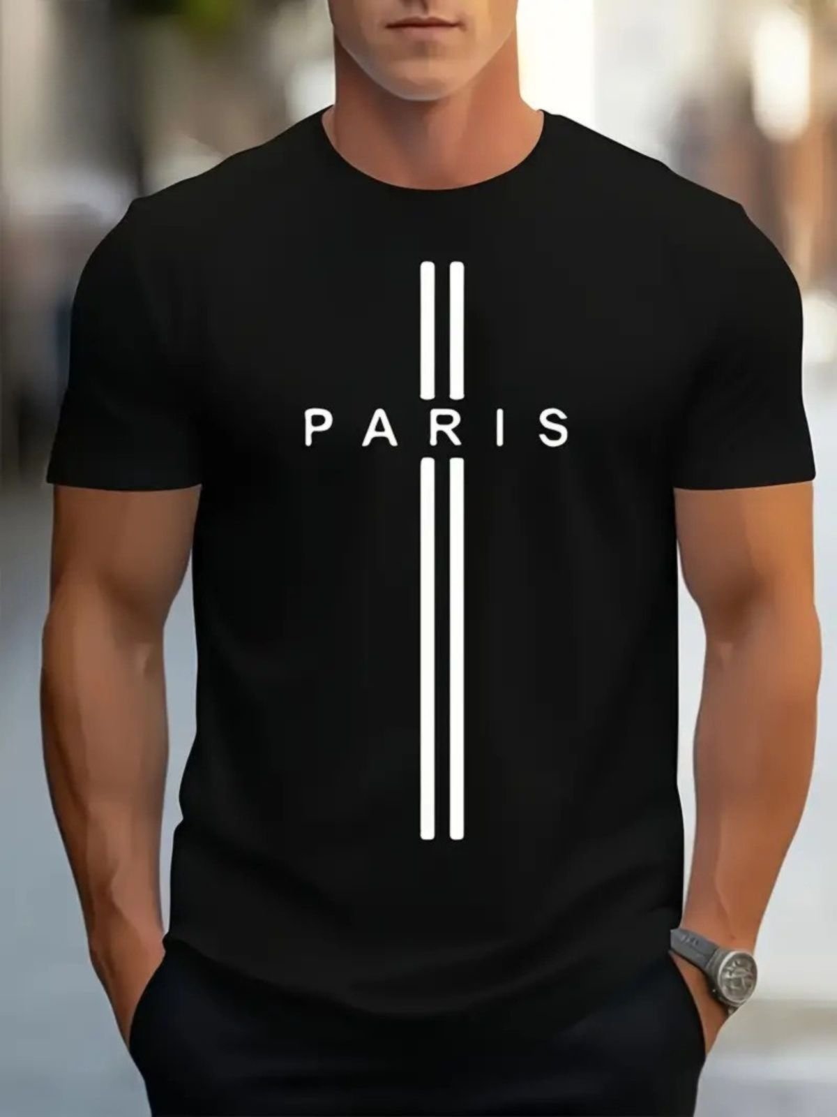 Camiseta Estampada Paris I Safira Moda Algodão Preto