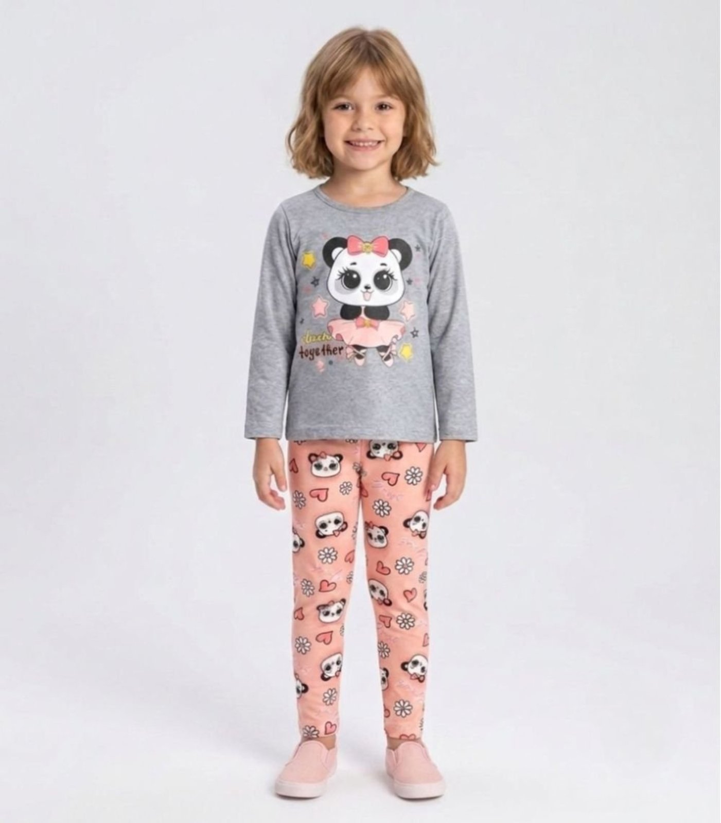 Infantil - Conjunto Algodão Menina Blusa Longa E Calça Select Cinza
