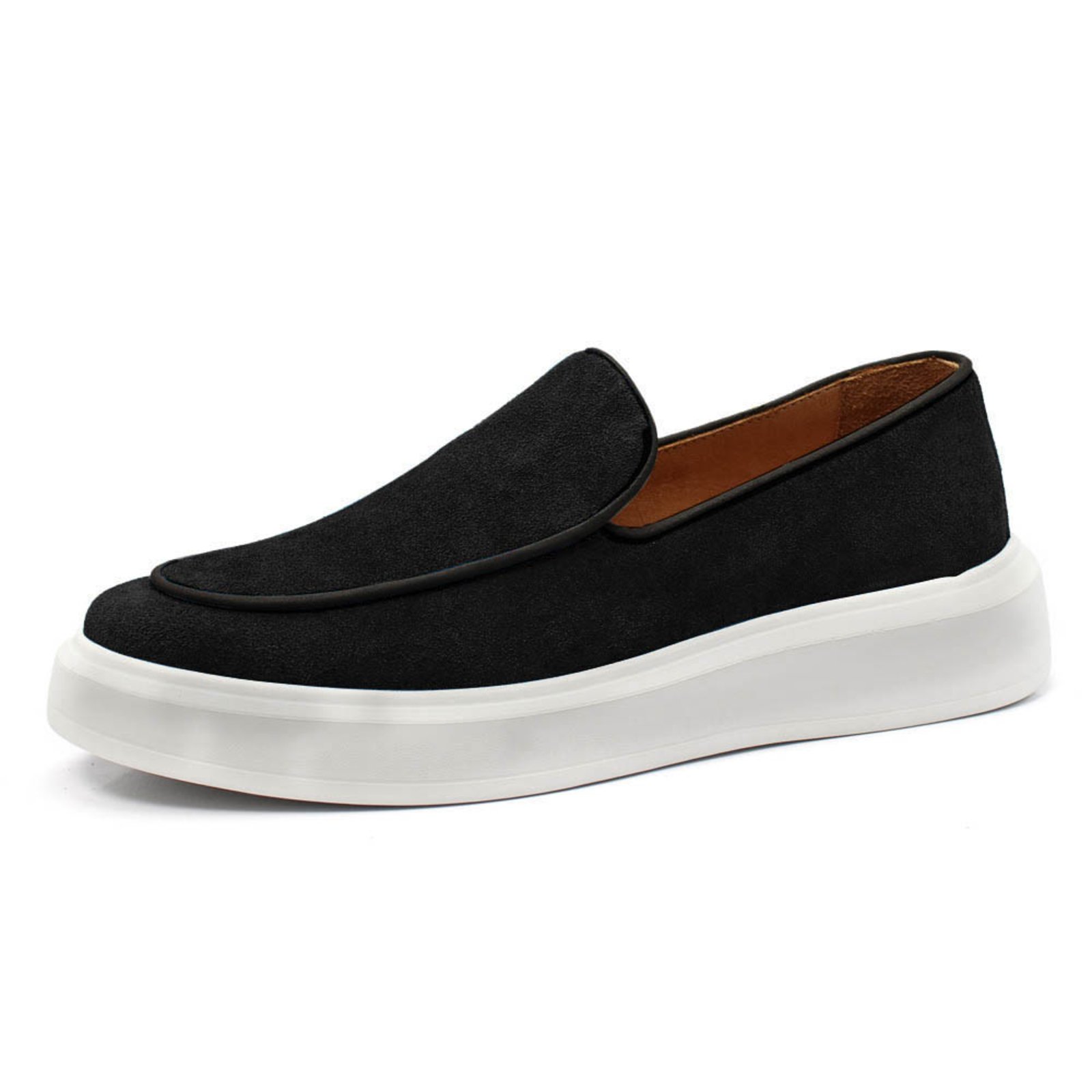 Sapatenis Slip On Masculino Tenis Iate Casual Couro Legitimo Preto