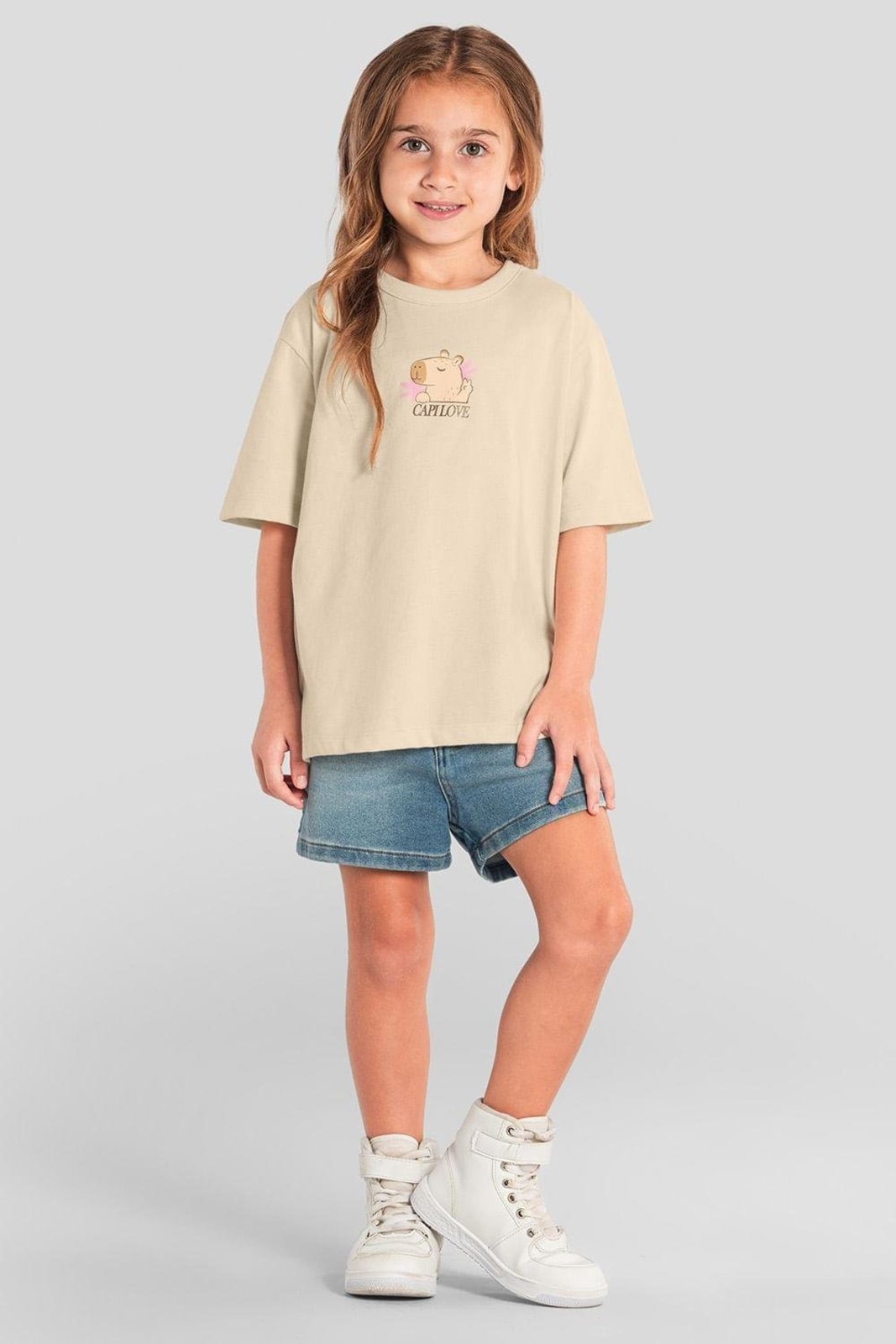 Infantil - Blusa menina de capivara Brandili Natural