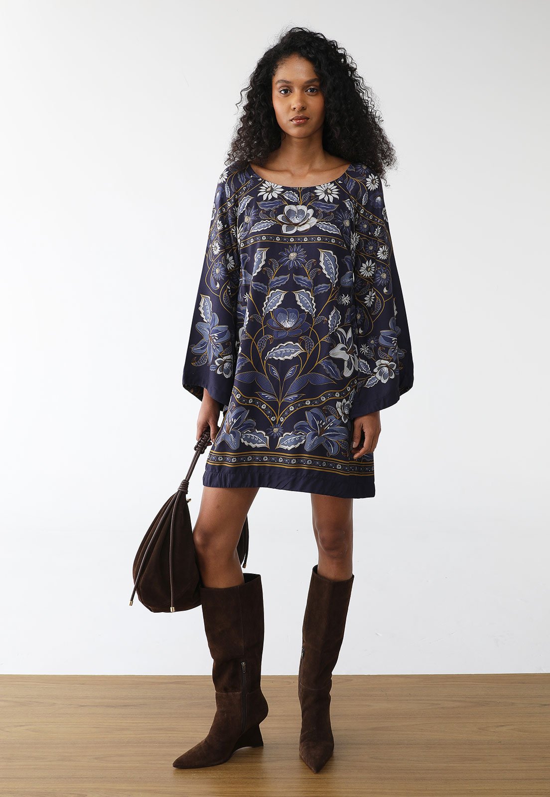 Vestido FARM Curto Marcelle Azul-Marinho