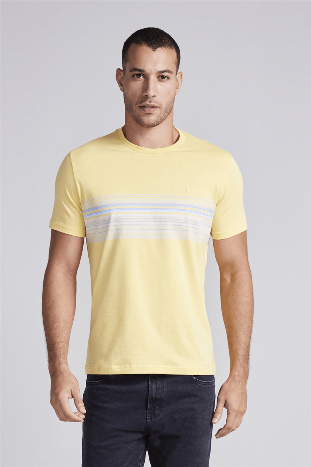 HIGHSTIL Camiseta Malha Slim Fit – Amarelo / Lilás