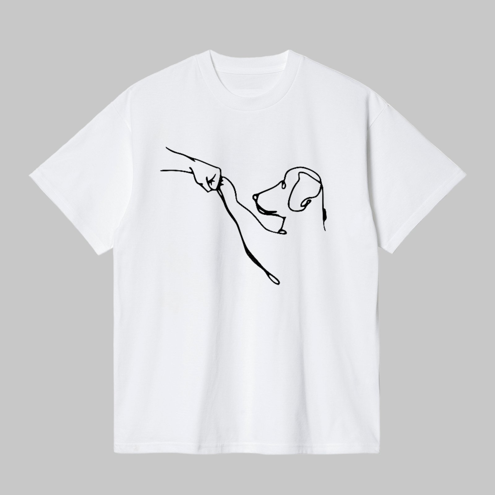Vista 2 Camiseta Básica Estampa Minimalista Laço Humano e Cachorro Casual Premium ousy branco ousy branco