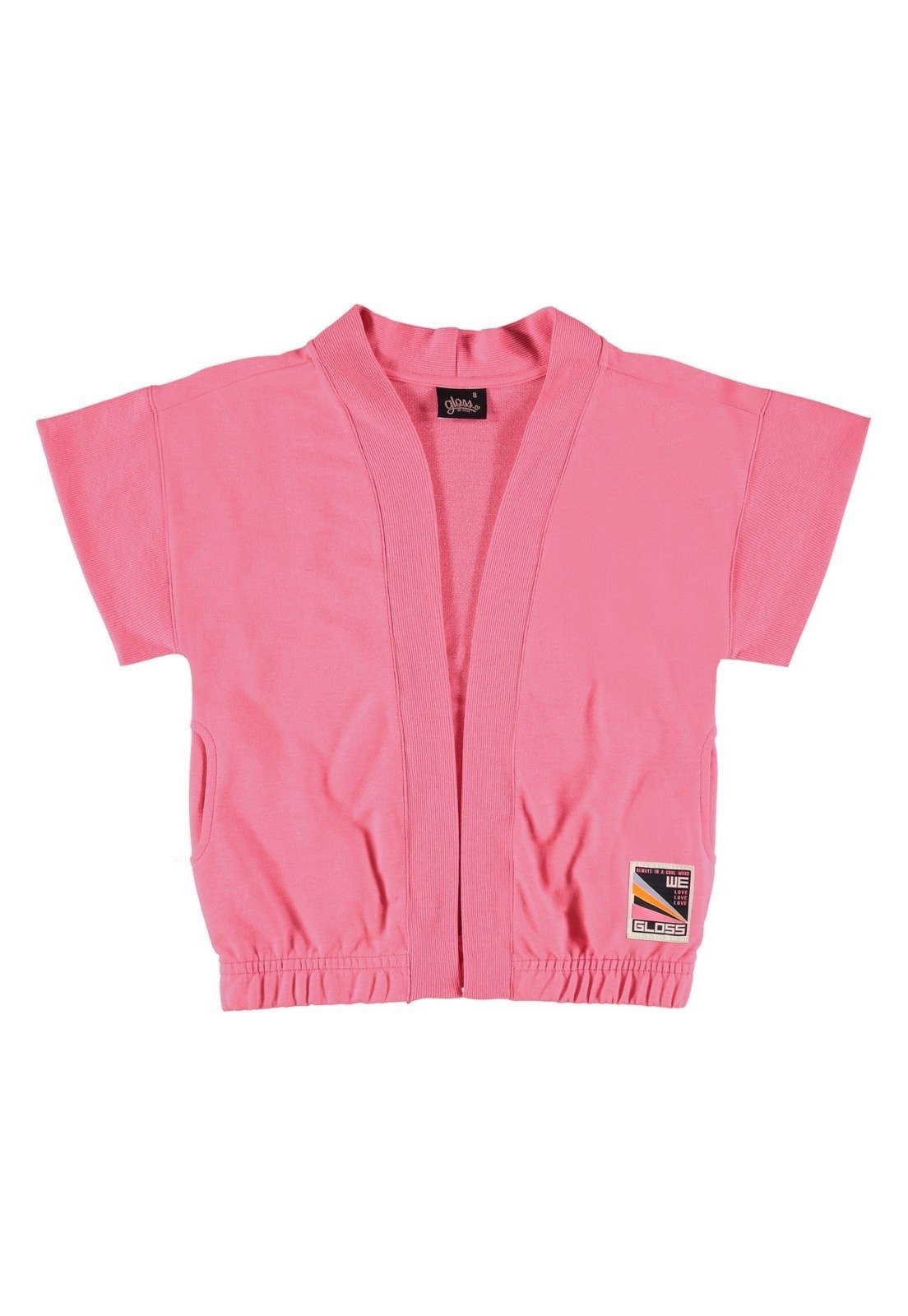Vista 3 Infantil - Kimono Oversize Juvenil em Moletom Gloss Rosa Pink pink rosa Gloss pink rosa