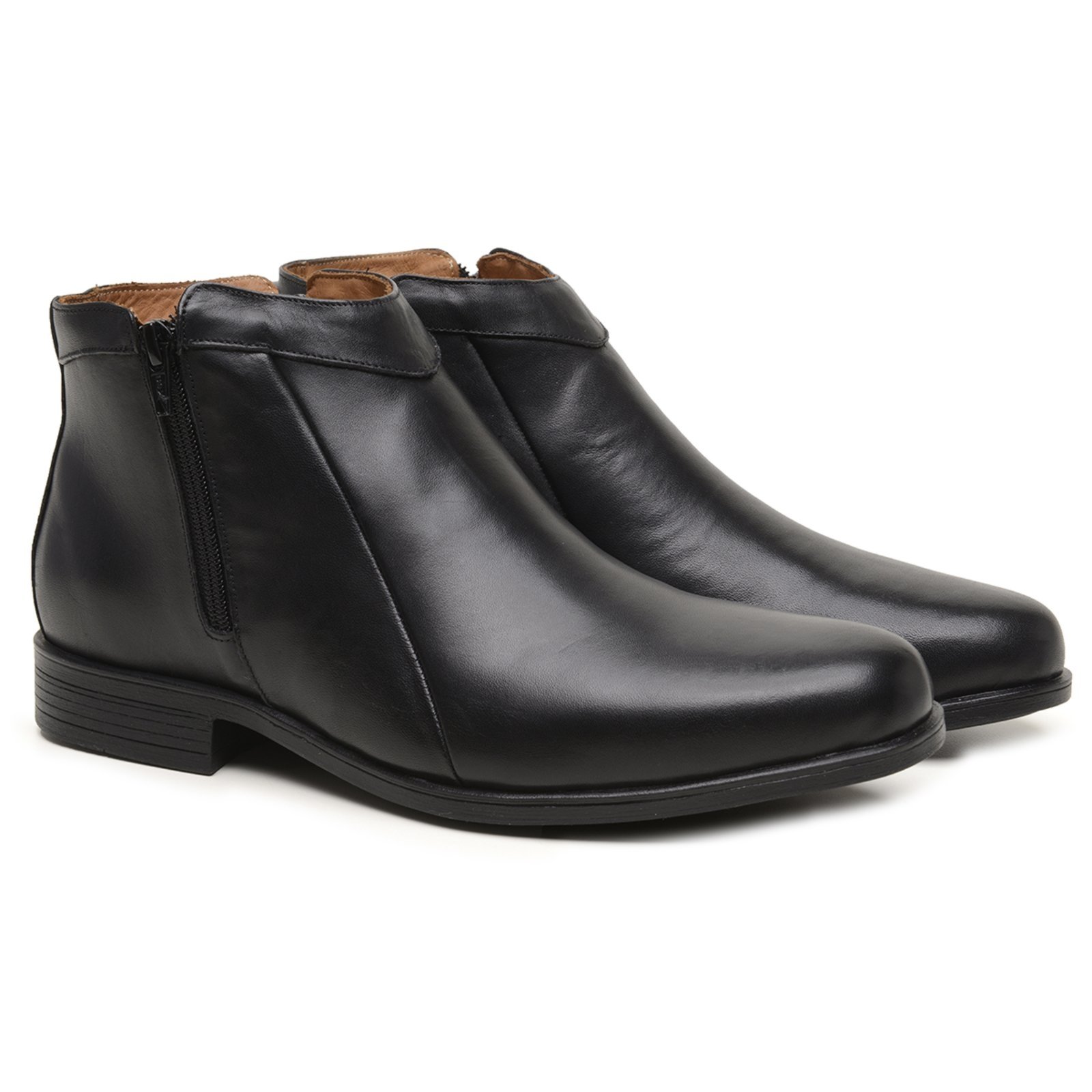 Vista 2 Bota Social Masculina Anna Andrade De Couro Zíper Lateral Versátil Botina Conforto preto Anna Andrade preto