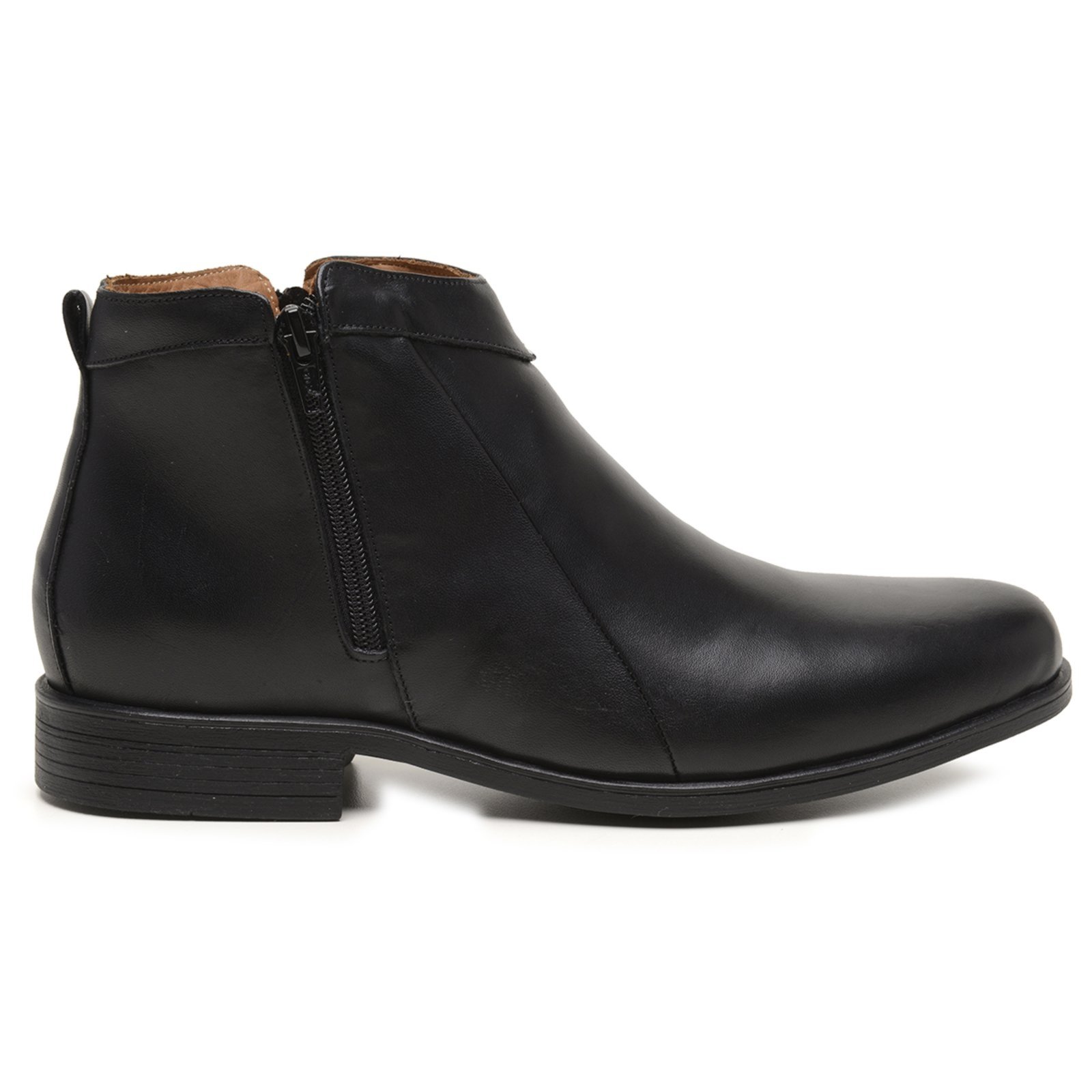 Vista 3 Bota Social Masculina Anna Andrade De Couro Zíper Lateral Versátil Botina Conforto preto Anna Andrade preto