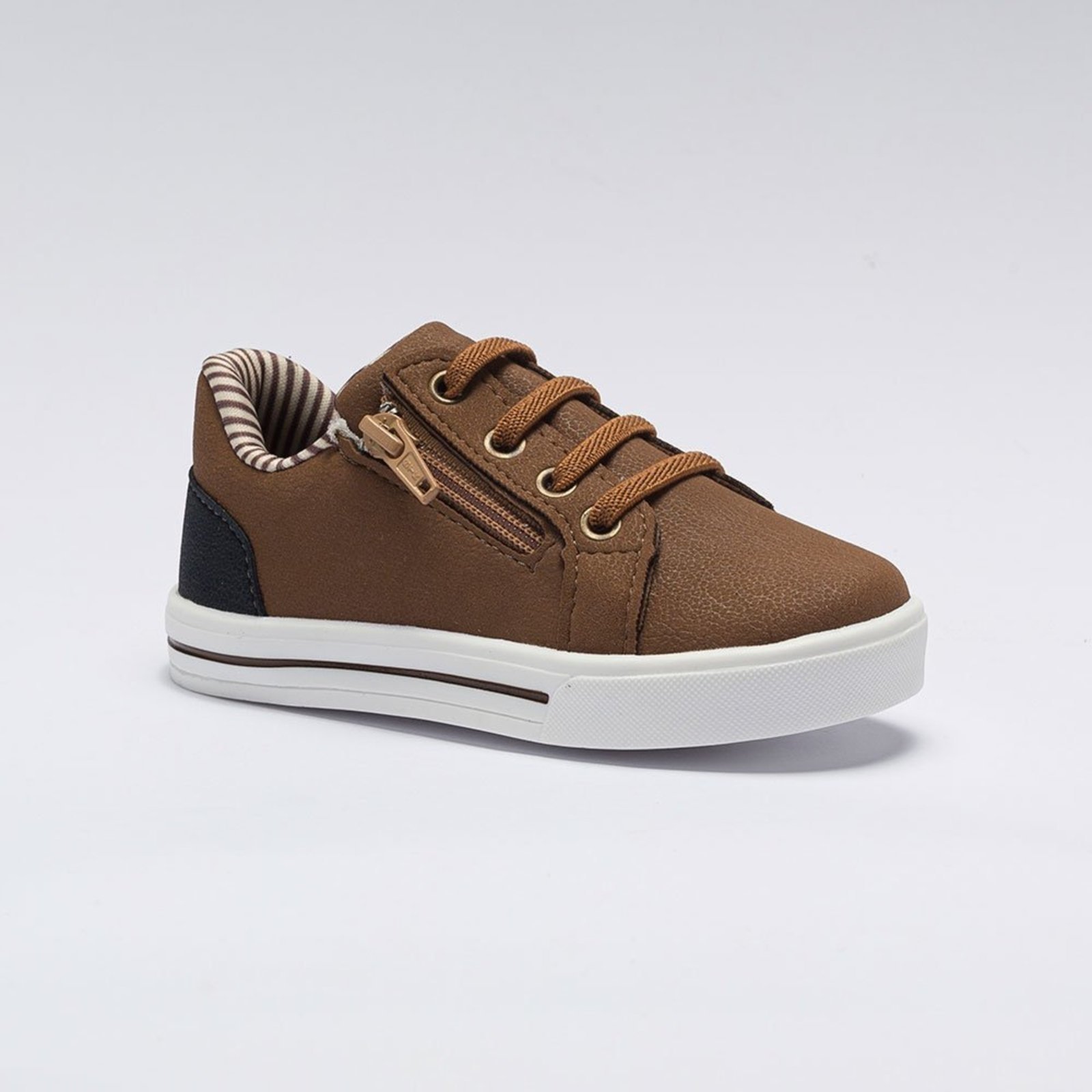 Infantil – Tênis Menino Casual Cadarço Elástico Zíper Marrom