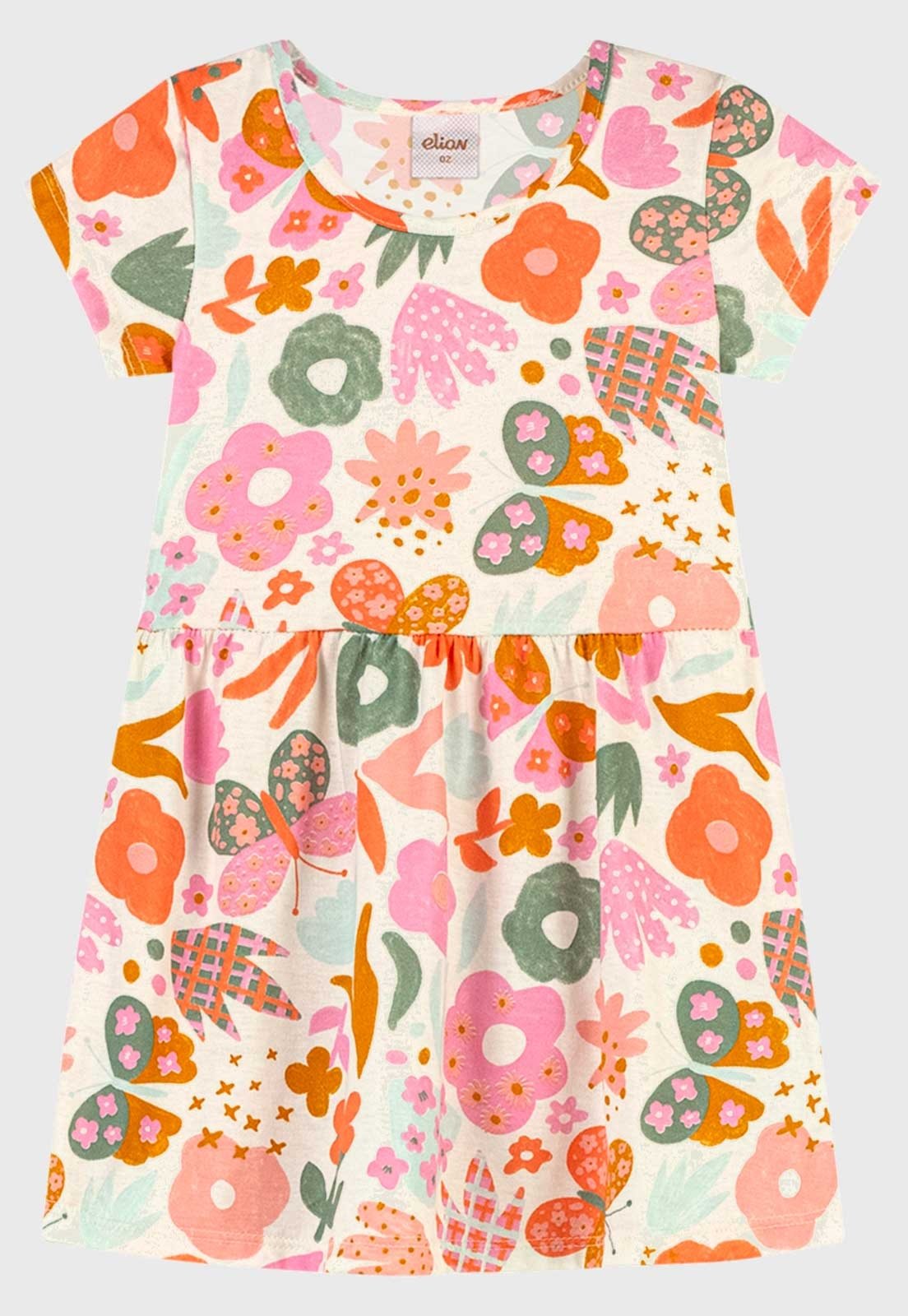 Vestido Elian Floral Curto Off-White