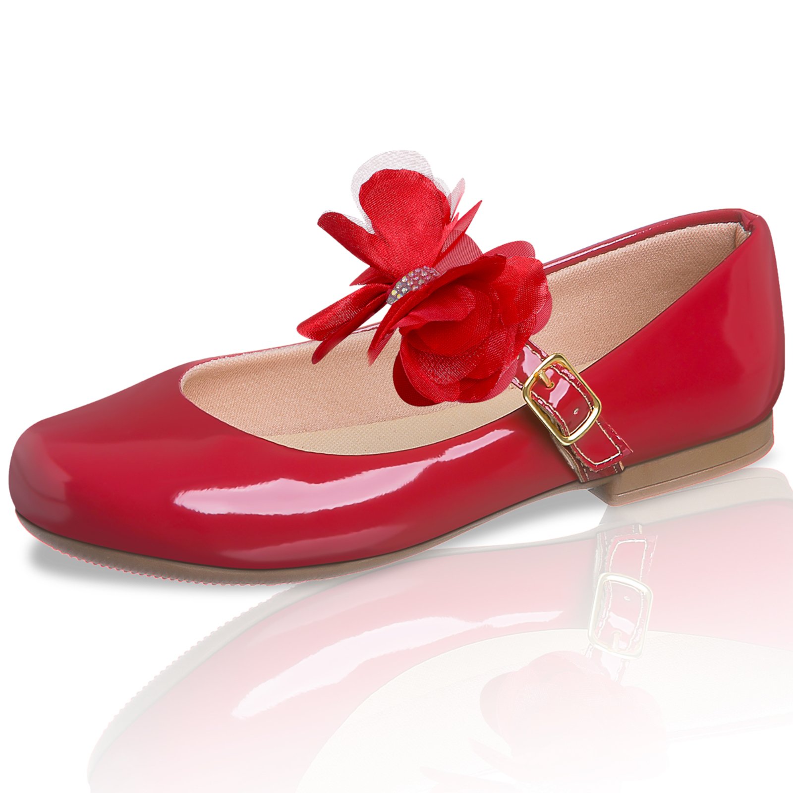 Infantil – Sapatilha Vermelha para Meninas Estilosas com Laço Strass Pepite