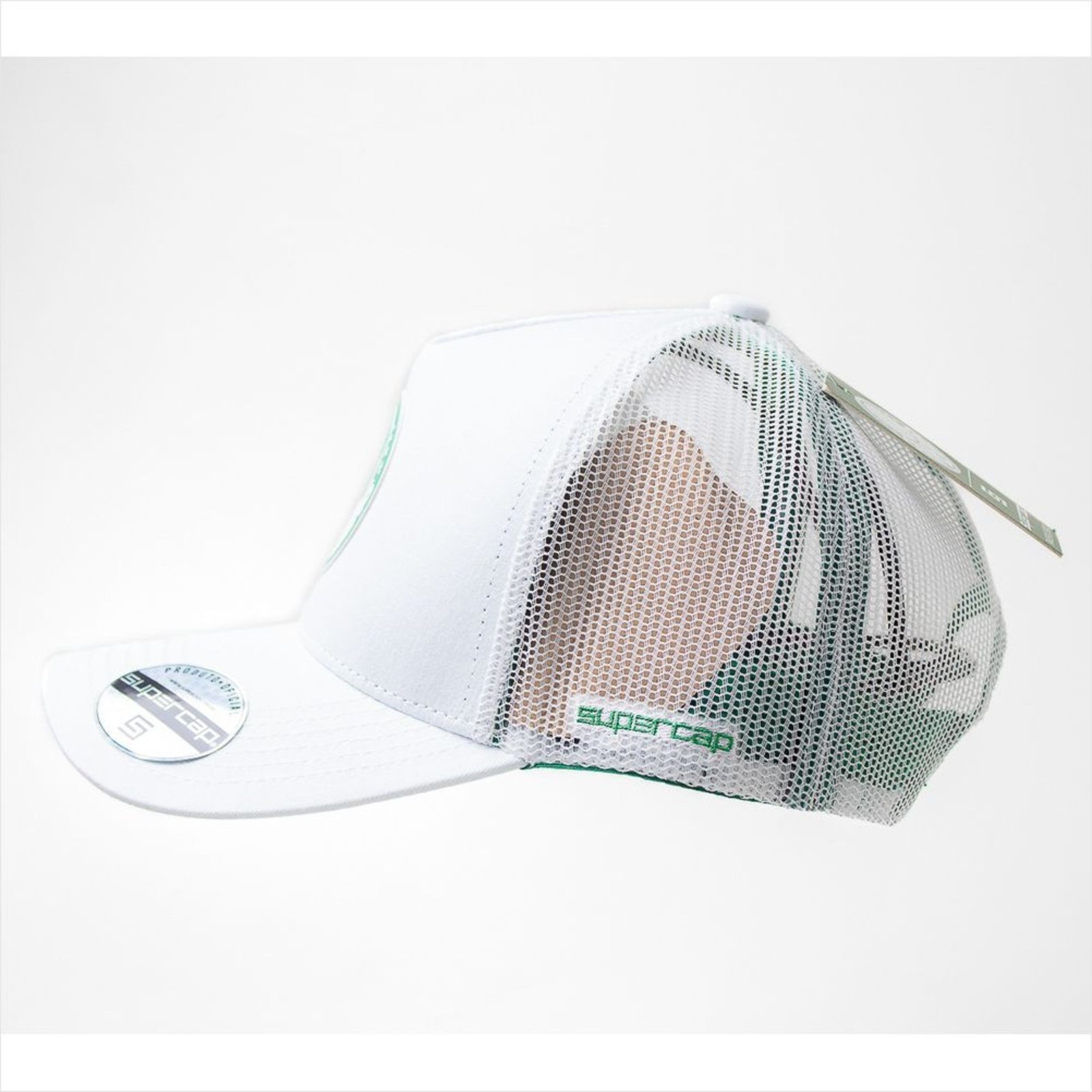 Vista 3 Boné Trucker Unissex Supercap Palmeiras Silk Frontal Supercap branco