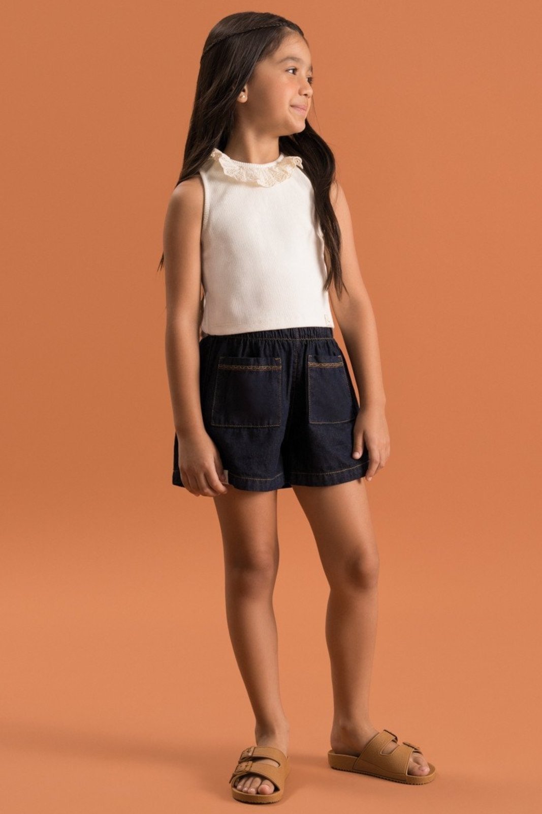 Vista 2 Infantil - Blusa Bugbee Menina com Renda Laise off-white Bugbee off-white