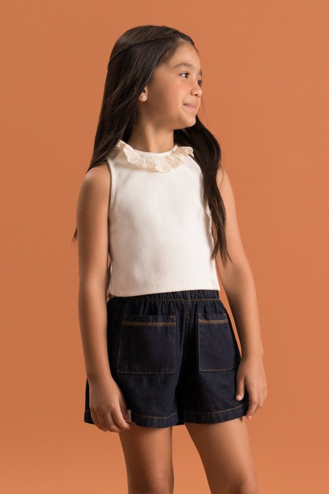 Vista 3 Infantil - Blusa Bugbee Menina com Renda Laise off-white Bugbee off-white