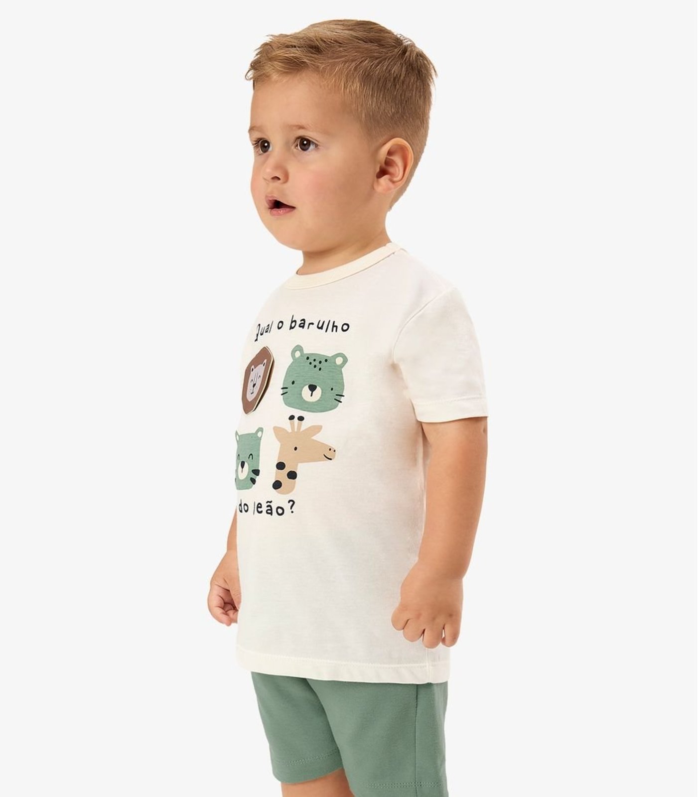 Infantil - Conjunto Camiseta Com Bermuda Rovi Bege