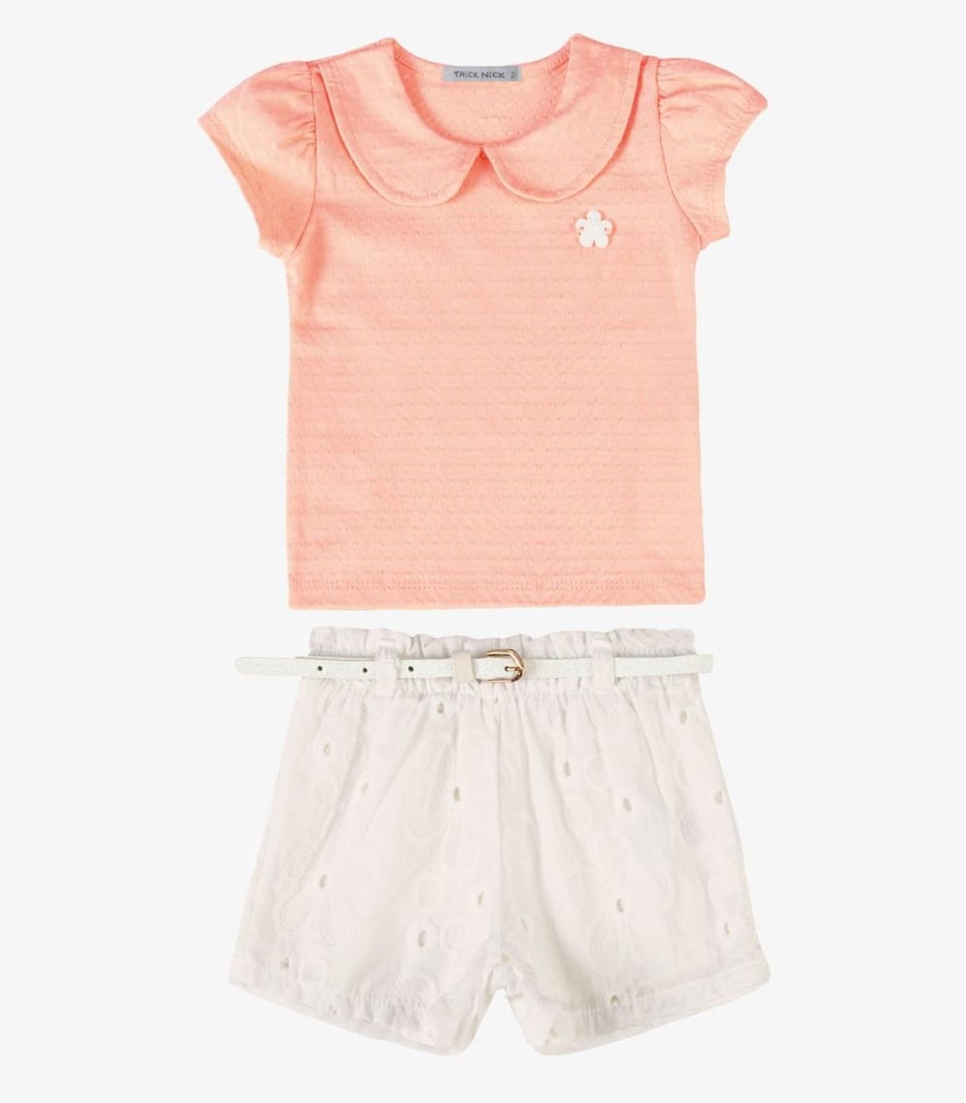 Infantil - Conjunto Verão Menina Com Plaquinha Trick Nick Rosa