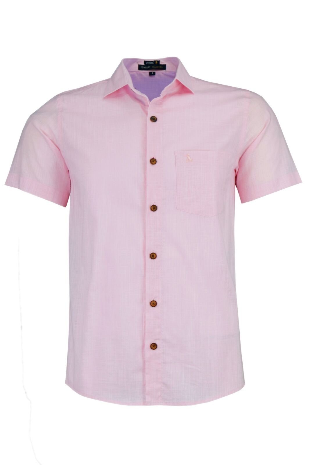 Camisa Social Masculina Amil Mangacurta Comfort Algodão 1740