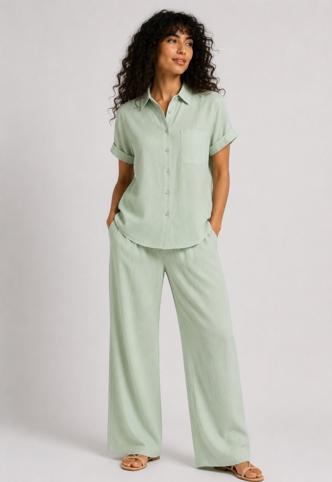 Conjunto Camisa Manga Curta e Calça Pantalona Salvatore Verde