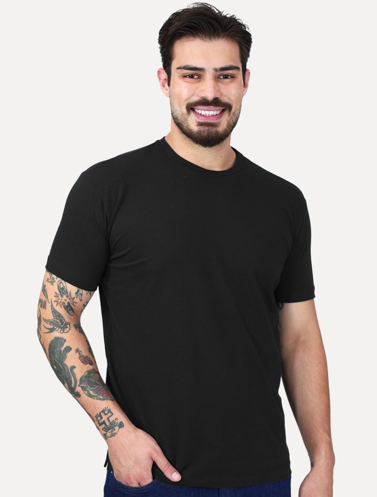 Camiseta King & Joe Cotton Flex Slim Preto