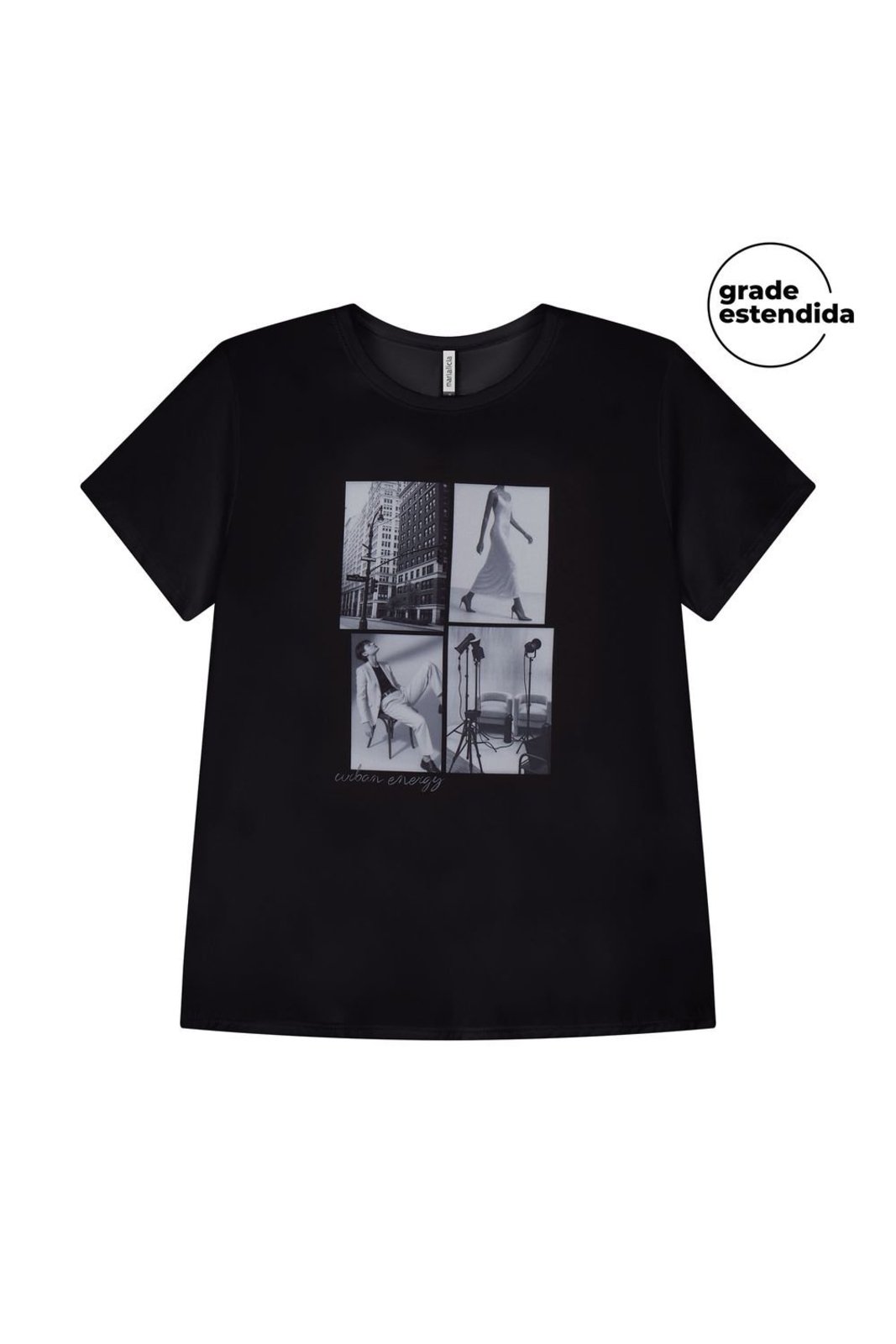 Blusa Feminina Estampa Frontal Marialícia Preto