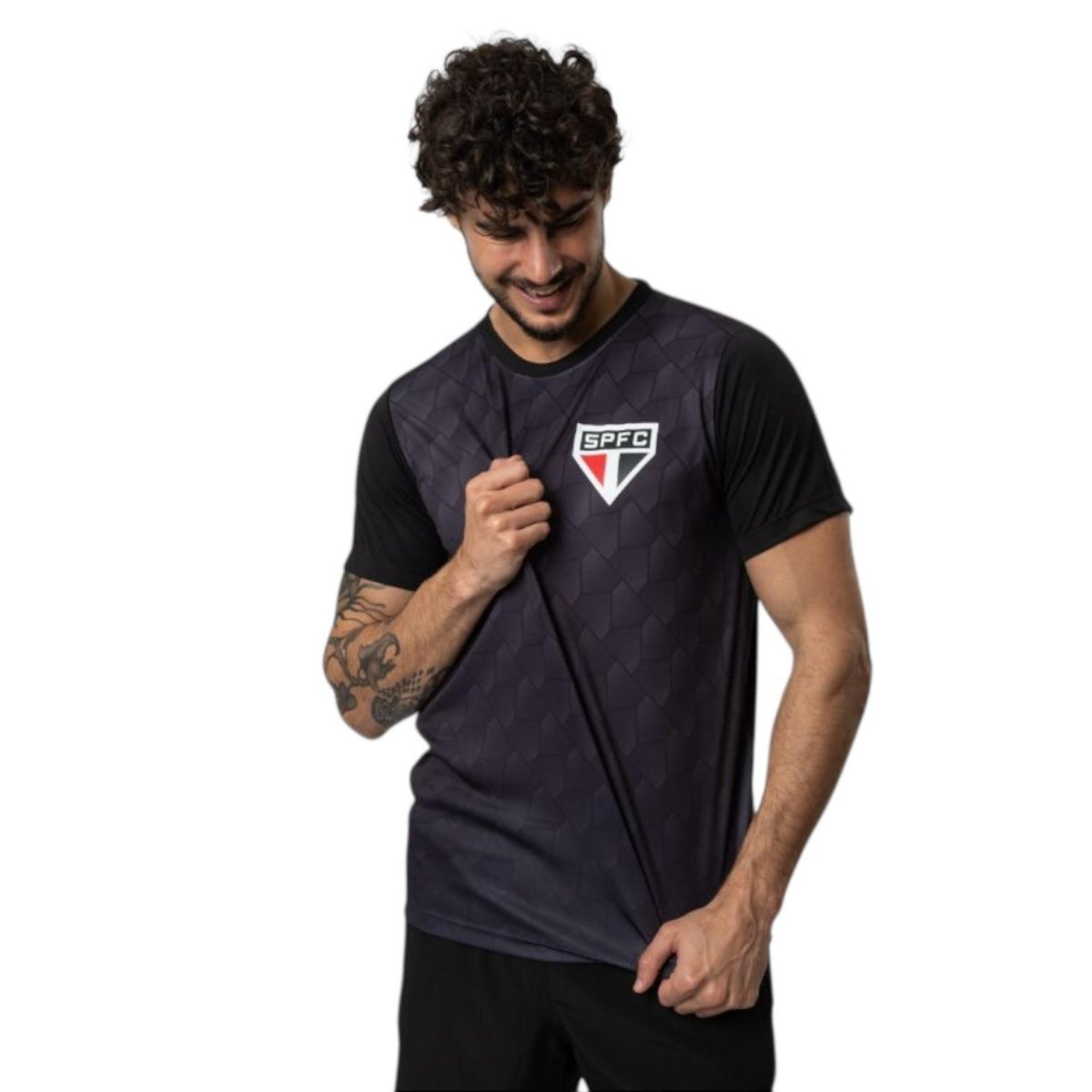 Camiseta Esportiva Sublimada- Sao Paulo - Preto