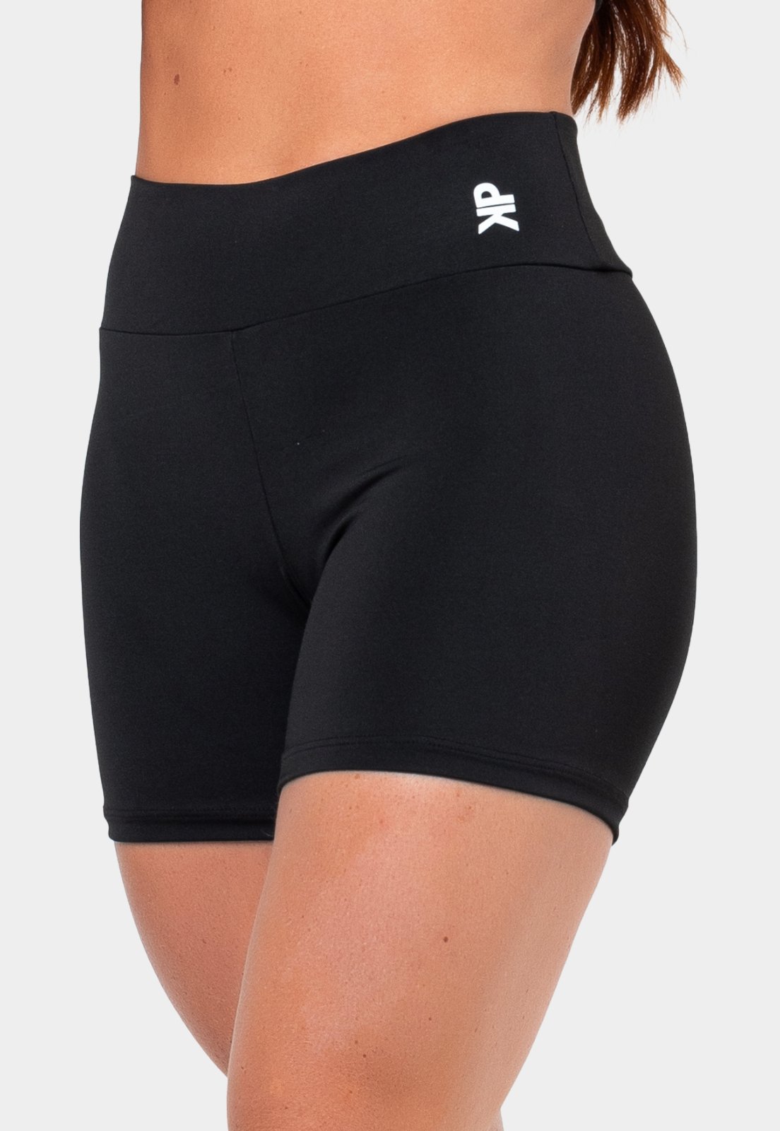 Short Fitness Pink Urban Meia Coxa Cintura Alta Zero Transparência Academia Poliamida Feminino – Preto
