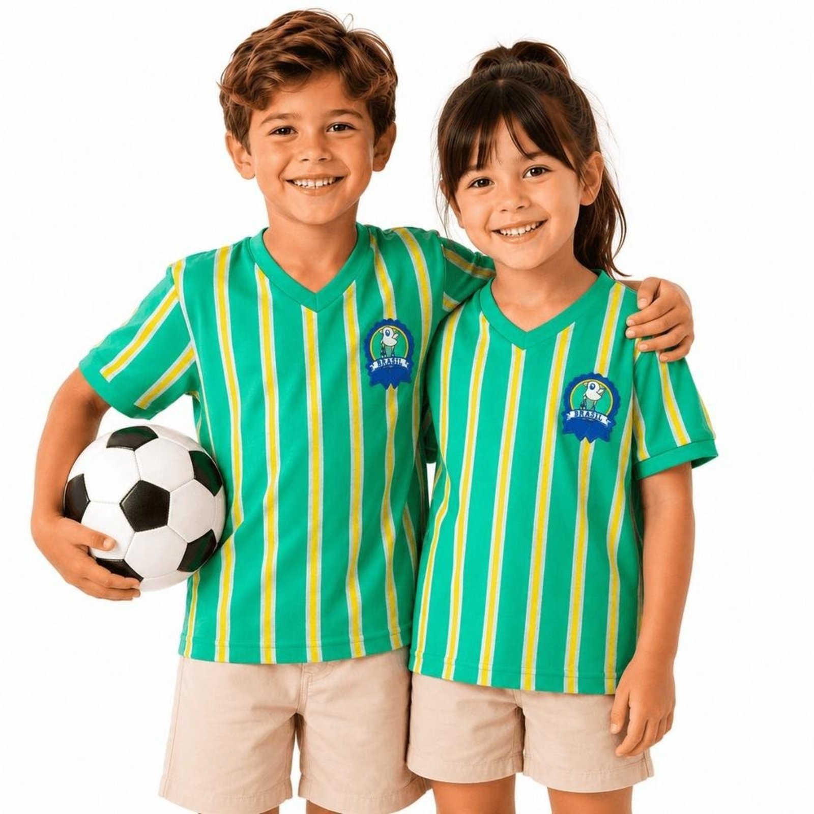 Infantil - Camiseta Unissex Especial Copa do Mundo Alphabeto Amarelo